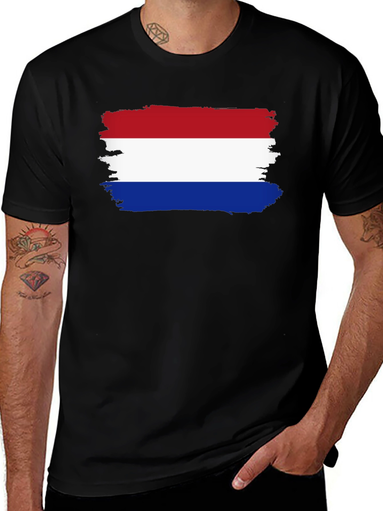 Netherlands Flag Brush Stroke T-Shirt