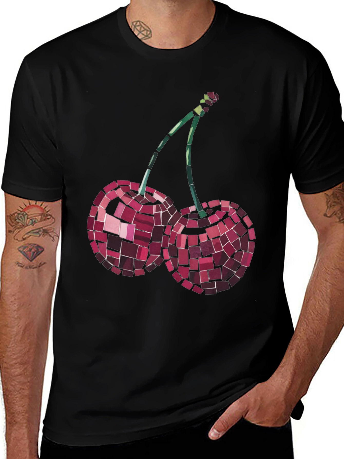 Cherry Mosaic Tee - Stylish Graphic Print T-Shirt