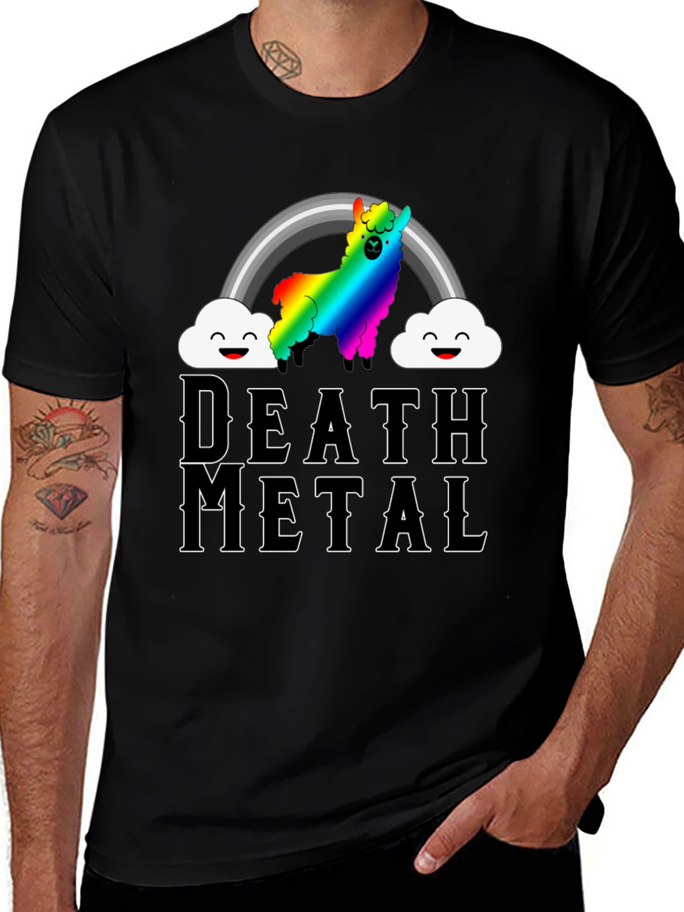 Variant 6 of Death Metal Rainbow Llama T-Shirt