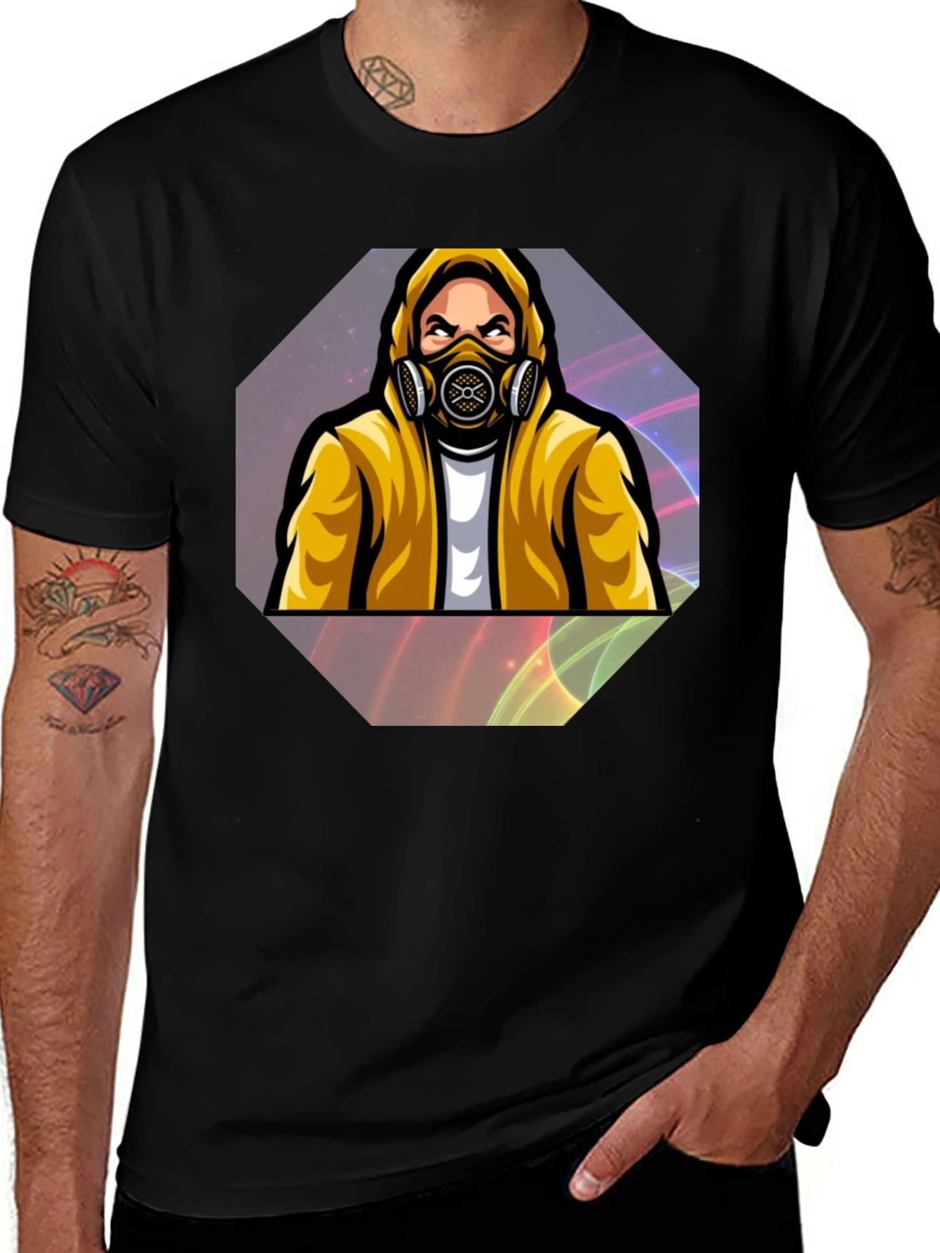 Variant 20 of Gas Mask Graphic Tee - Black Cotton Blend