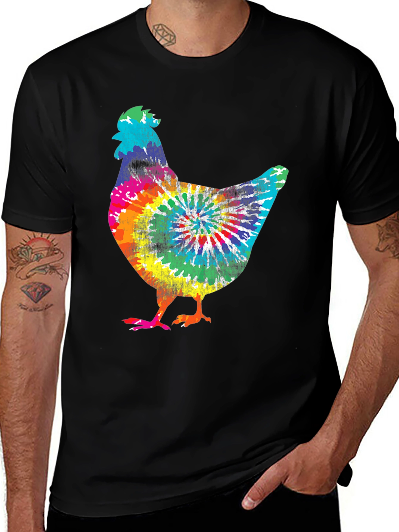 Variant 17 of Colorful Tie-Dye Chicken Graphic T-Shirt