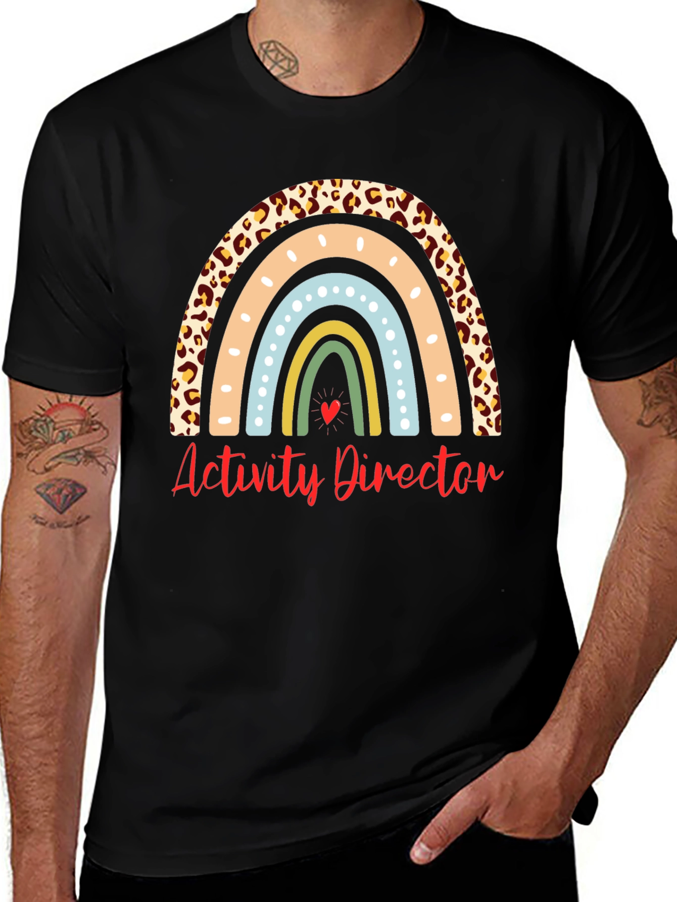 Activity Director Rainbow Leopard Print T-Shirt