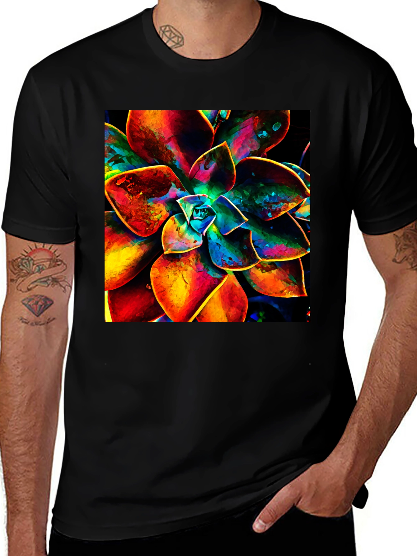 Variant 23 of Vibrant Succulent Graphic Tee - Black