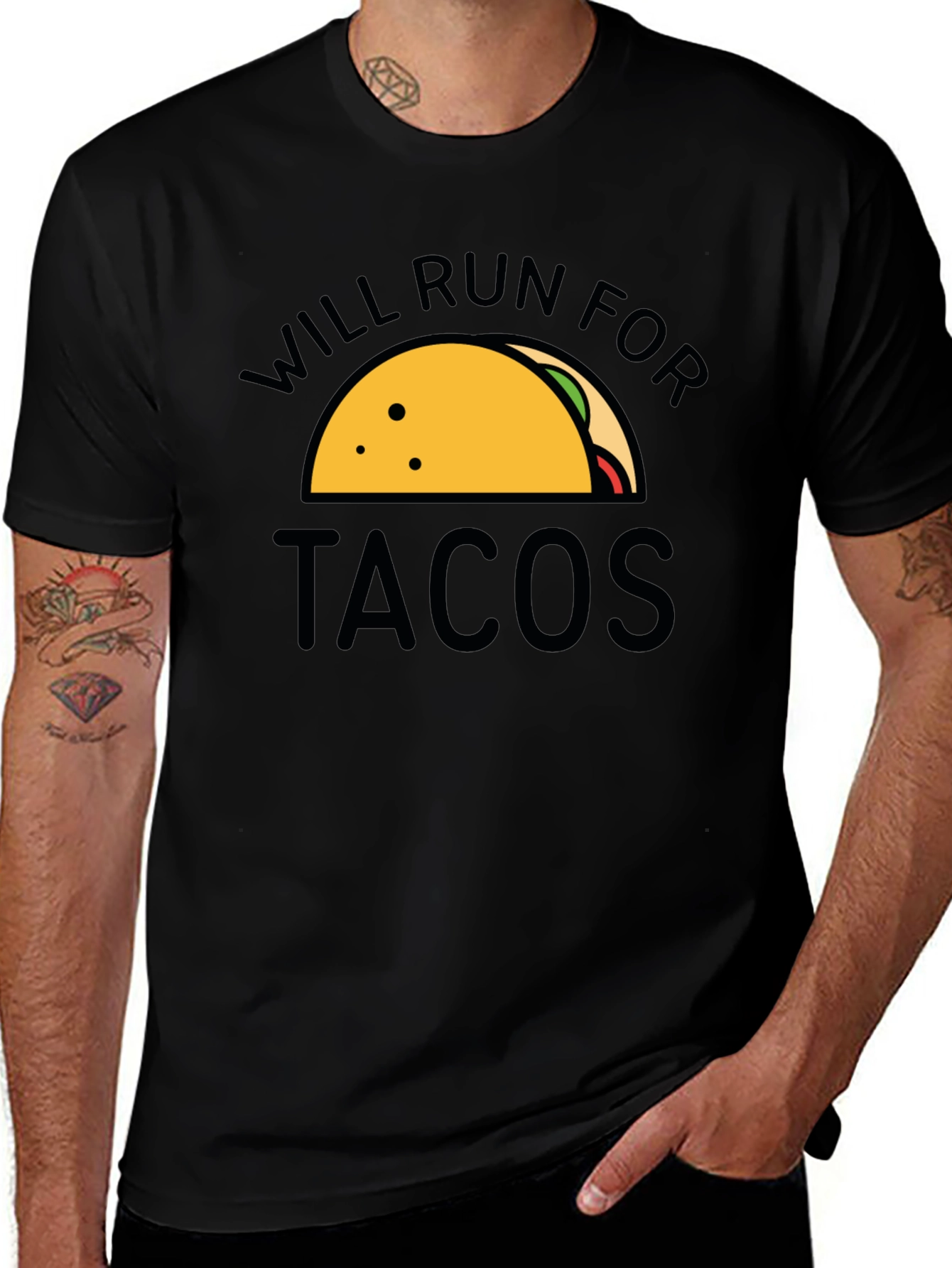 Variant 4 of Will Run For Tacos Graphic Tee