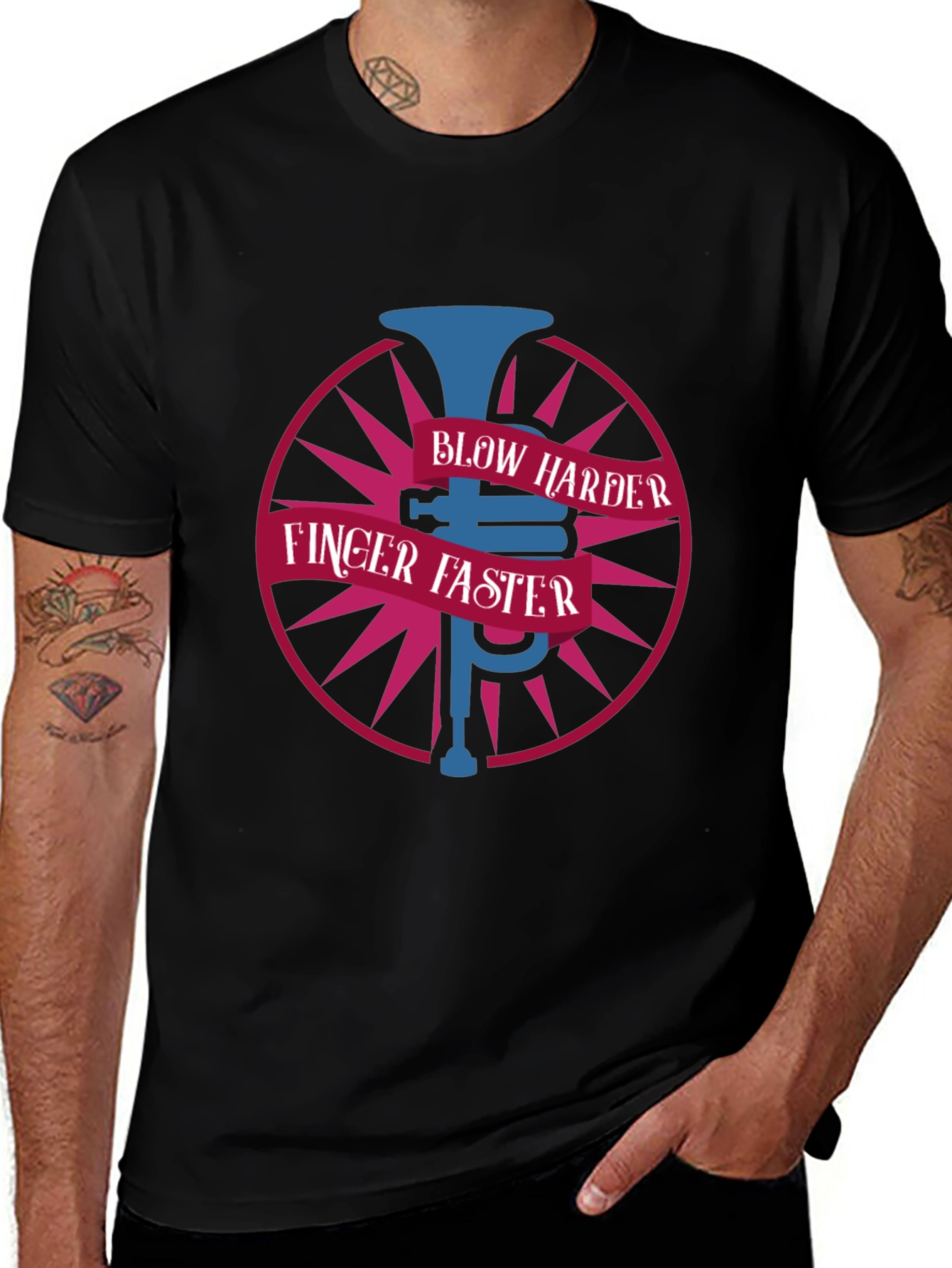 Variant 17 of Funny Band T-Shirt: Blow Harder Finger Faster
