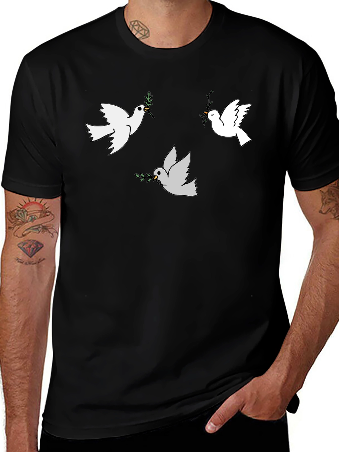 Variant 30 of Peace Dove Graphic T-Shirt - Classic Black