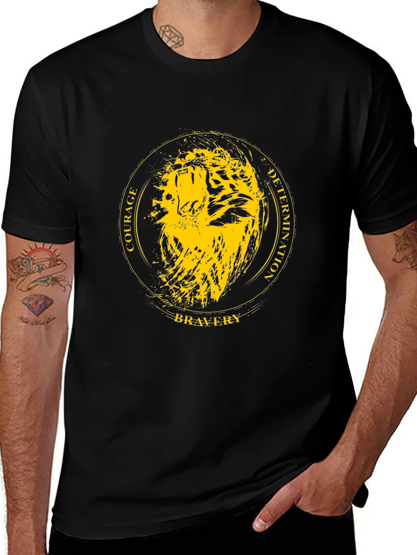Courage Determination Bravery Lion Graphic Tee