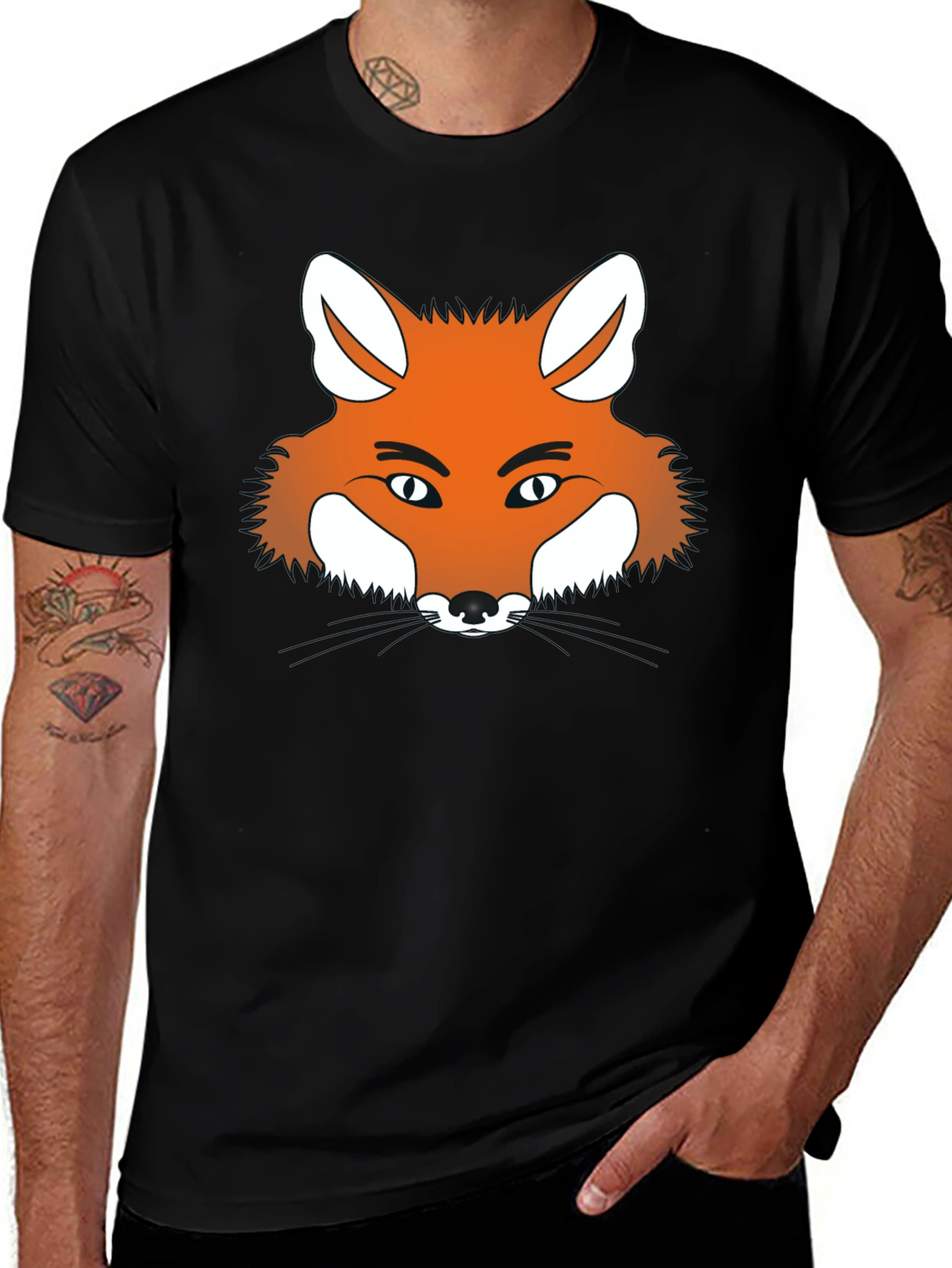 Variant 9 of Cool Fox Graphic Tee - Black Short Sleeve Shirt