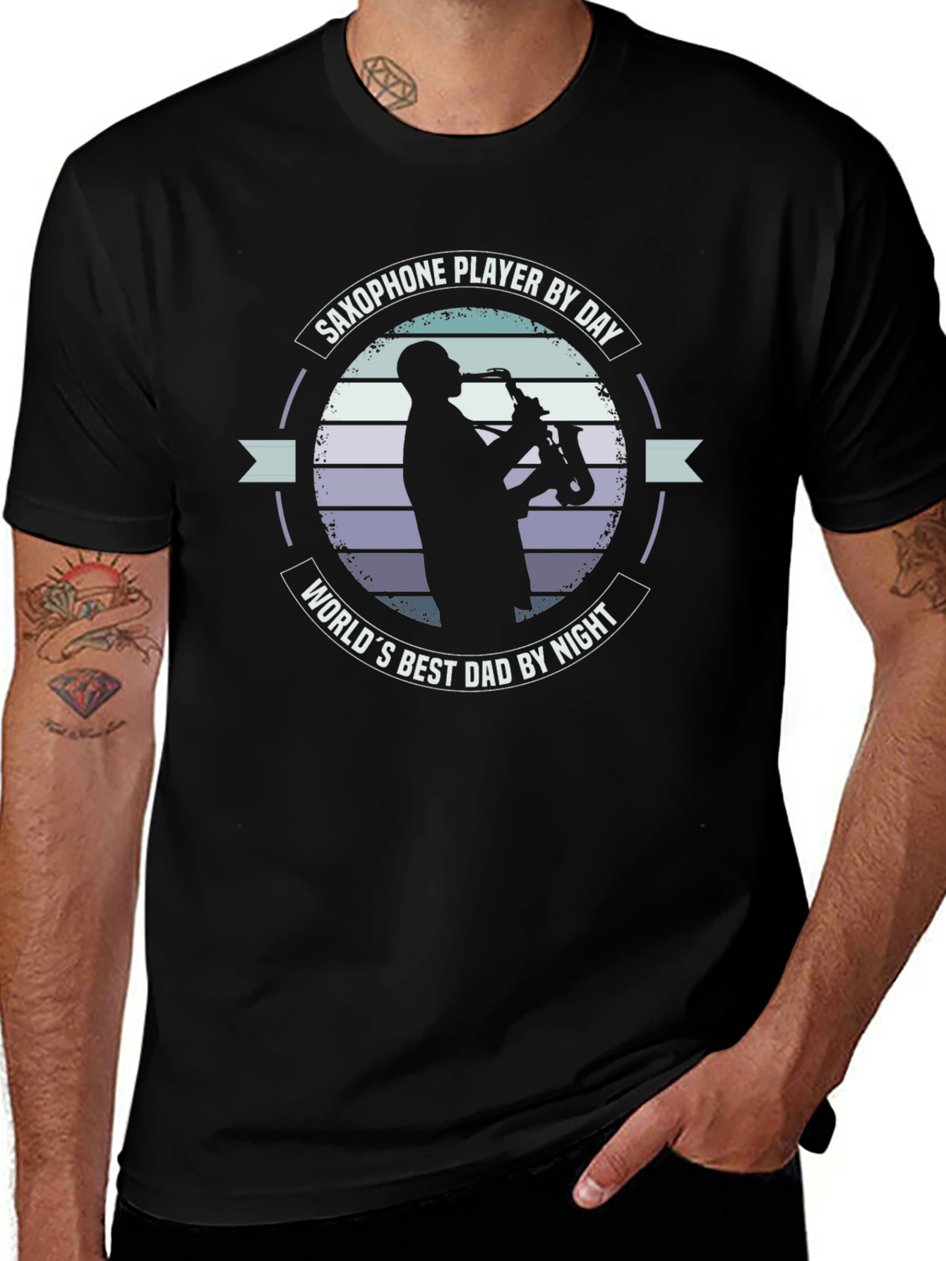 Variant 22 of Saxophone Player Dad T-Shirt - Best Dad by Night