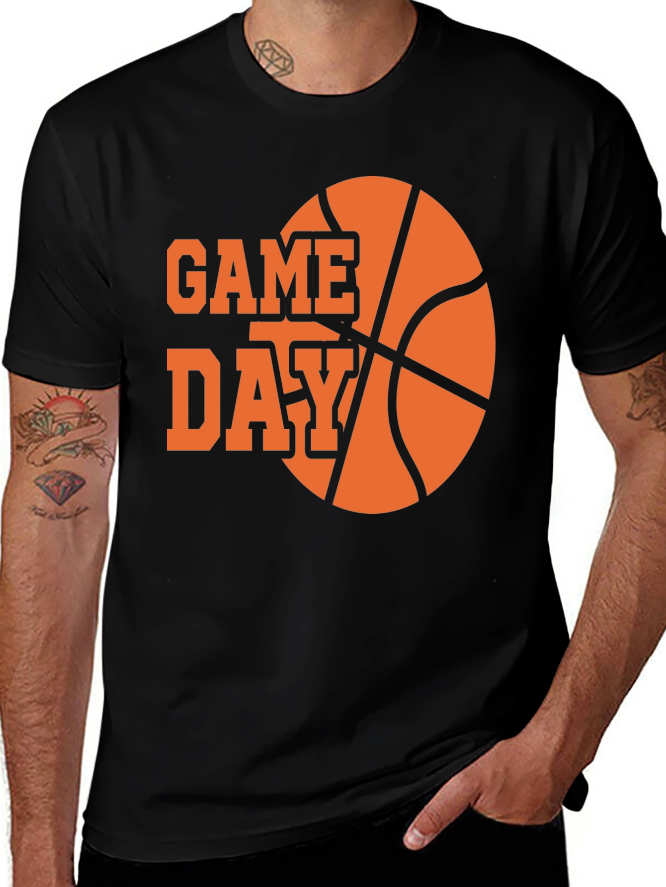 Variant 11 of Game Day Basketball Graphic Tee - Black Cotton T-Shirt