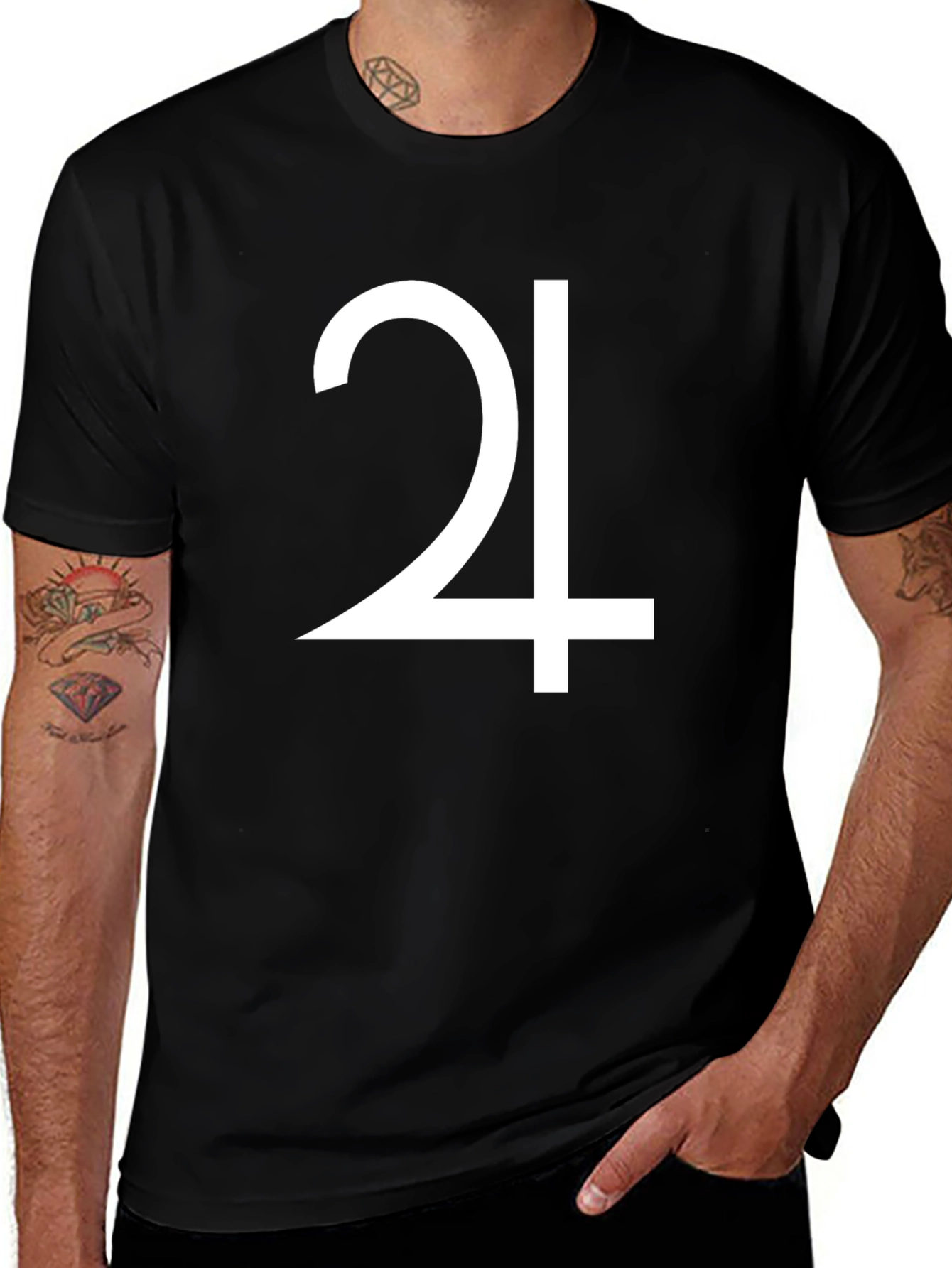 Variant 21 of Black T-Shirt with White Symbol