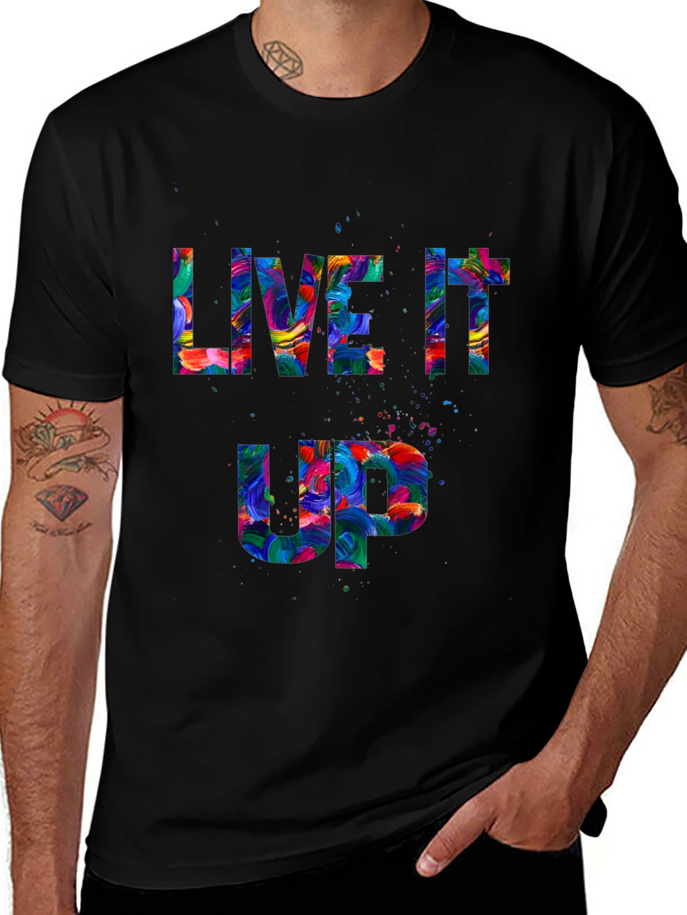 Variant 12 of Live It Up Graphic Tee - Colorful Design, Everyday Comfort