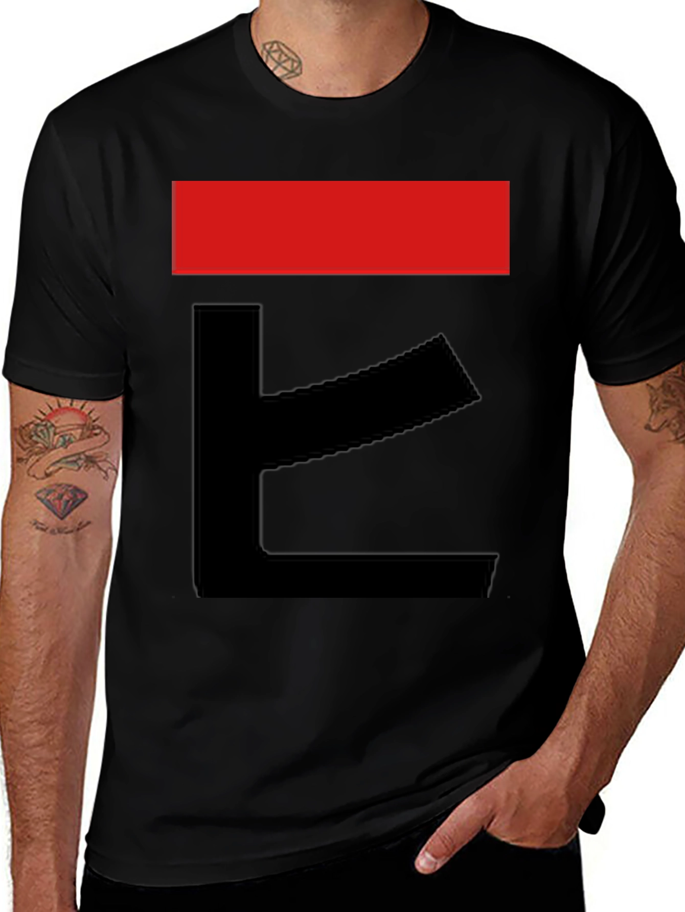 Variant 8 of Abstract Graphic Tee - Bold Red & Black Design