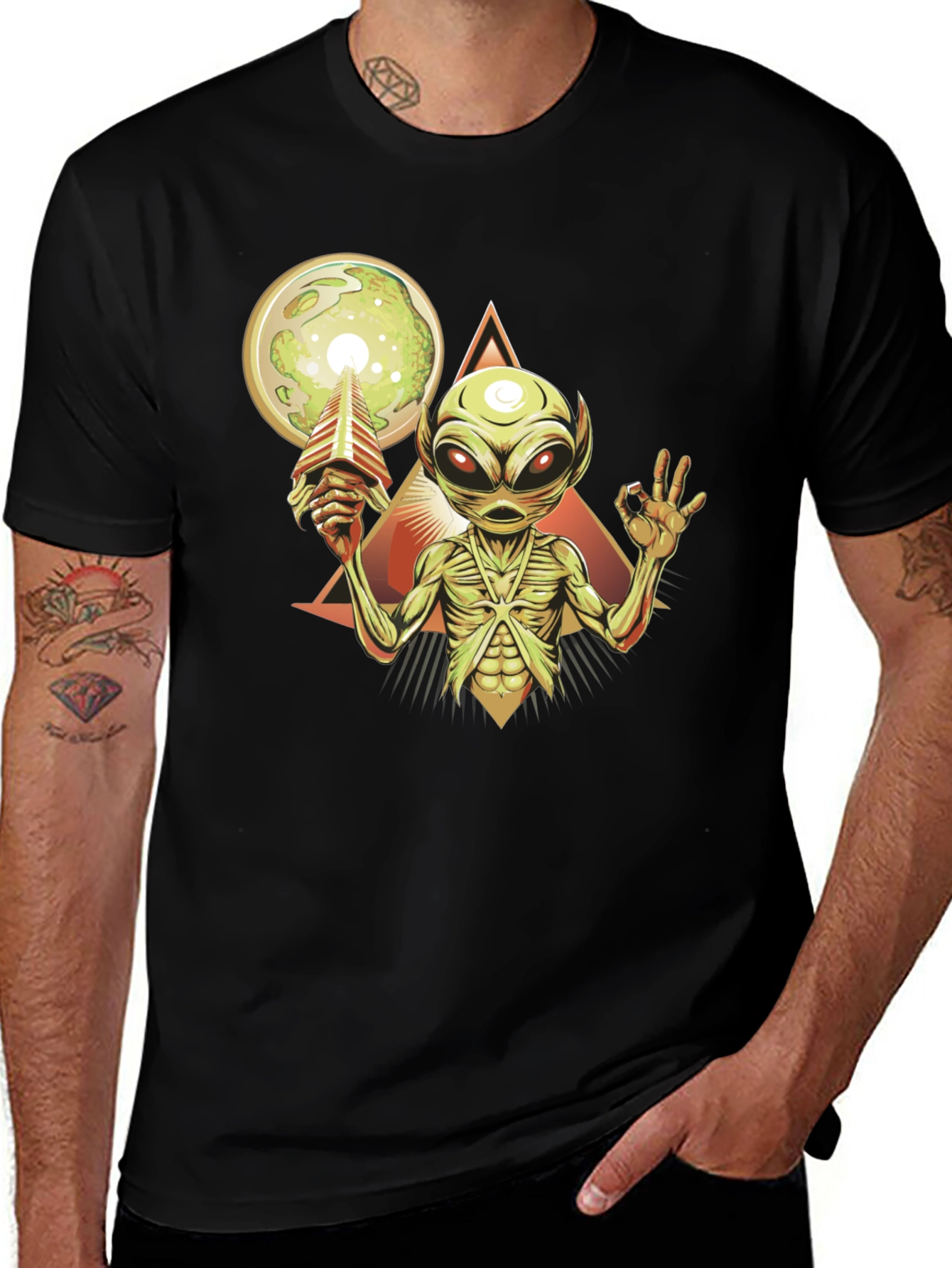 Variant 13 of Alien Graphic Tee - Black Cotton Comfort