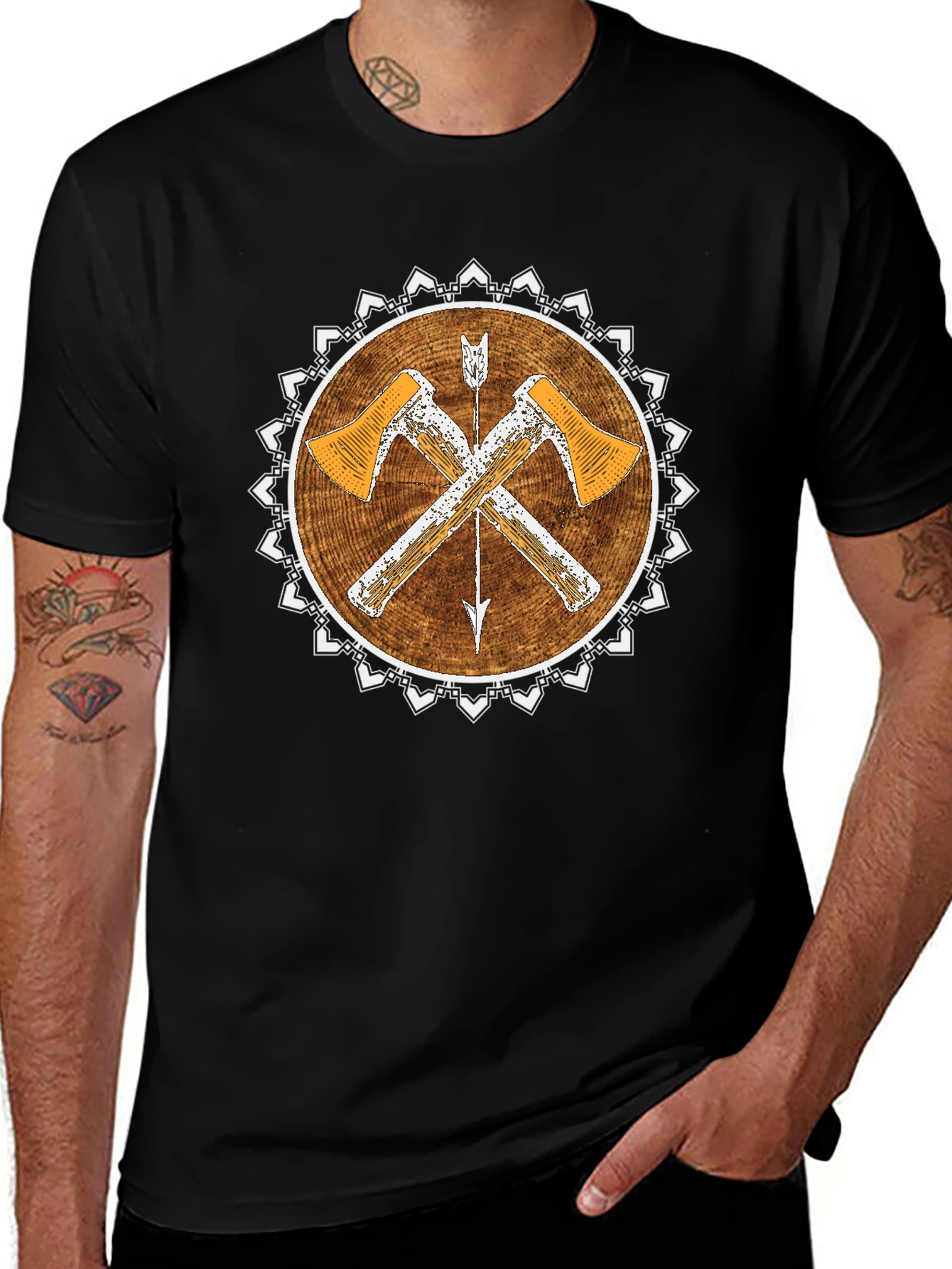 Rustic Axe & Arrow Tee - Vintage Style Graphic T-Shirt