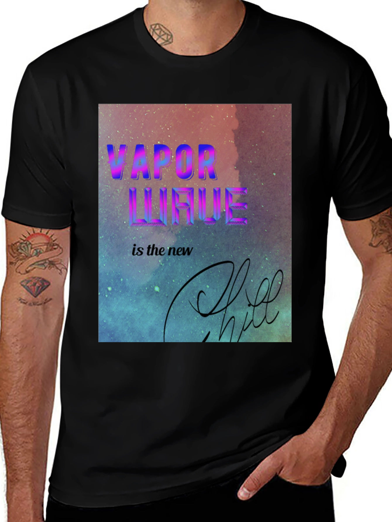 Variant 17 of Vaporwave Chill Tee - Retro Aesthetic Black T-Shirt
