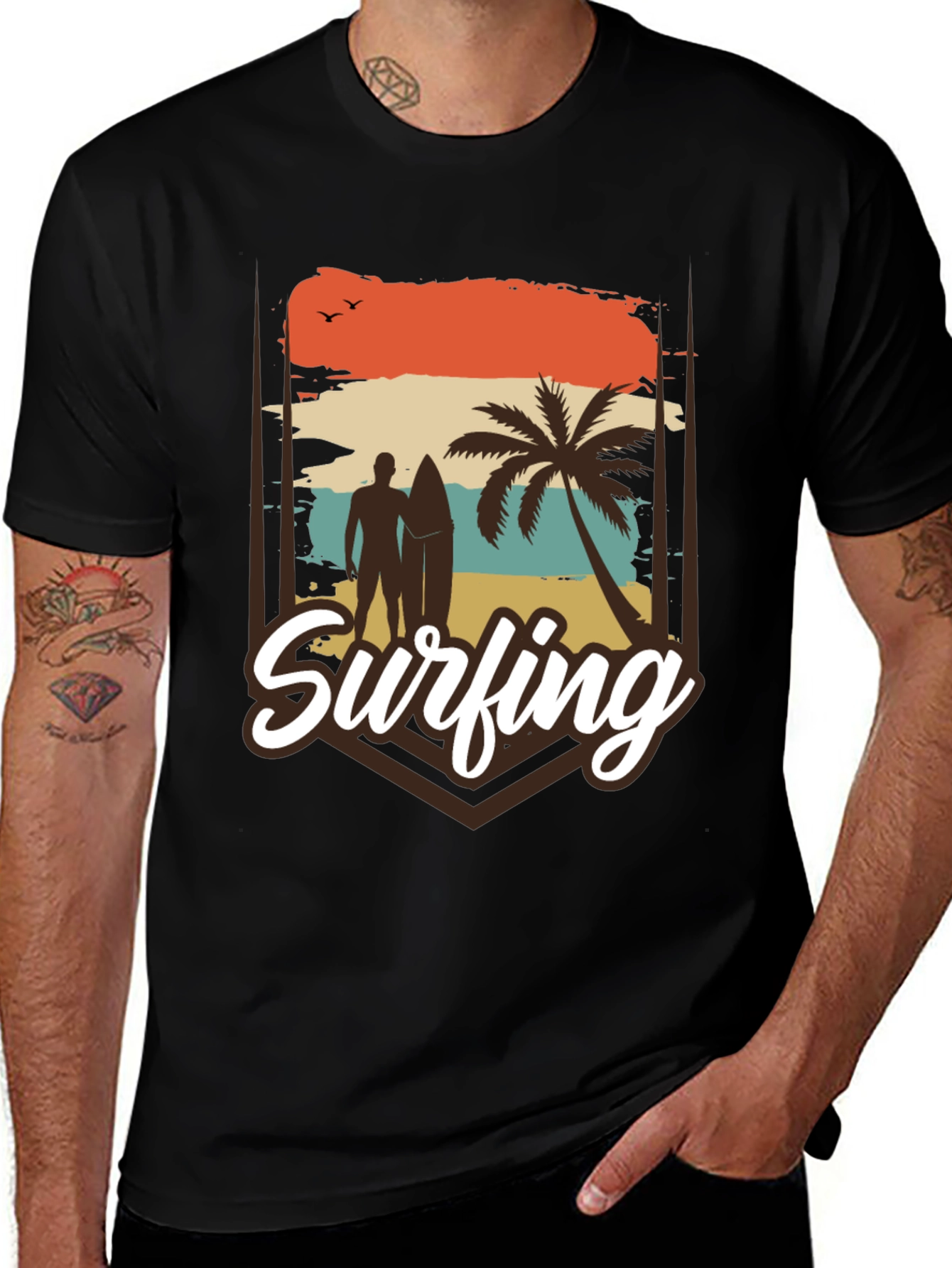 Variant 16 of Surfing Graphic Tee | Retro Beach T-Shirt