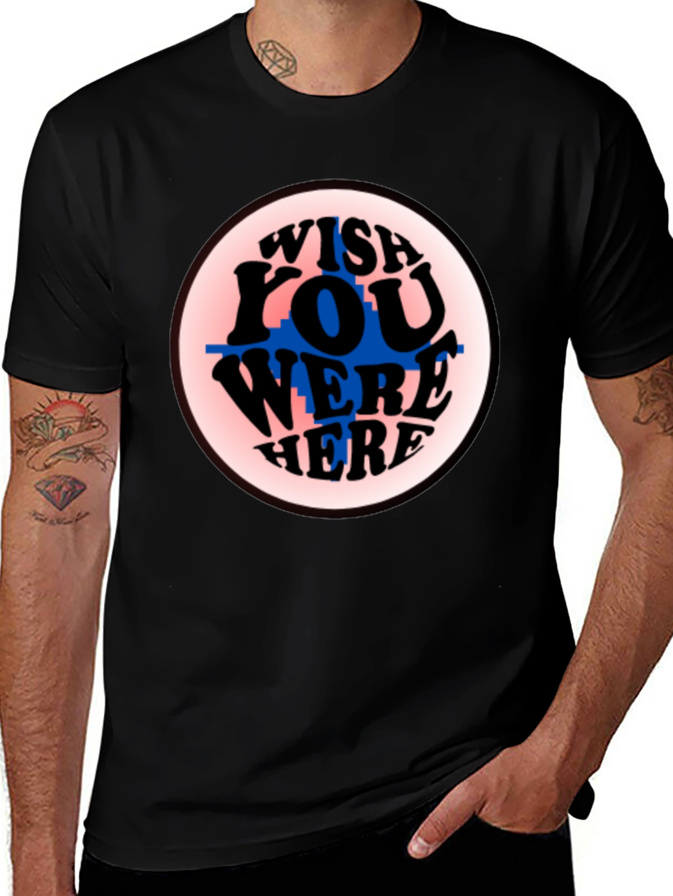 Variant 3 of Wish You Were Here Graphic Tee - Black T-Shirt