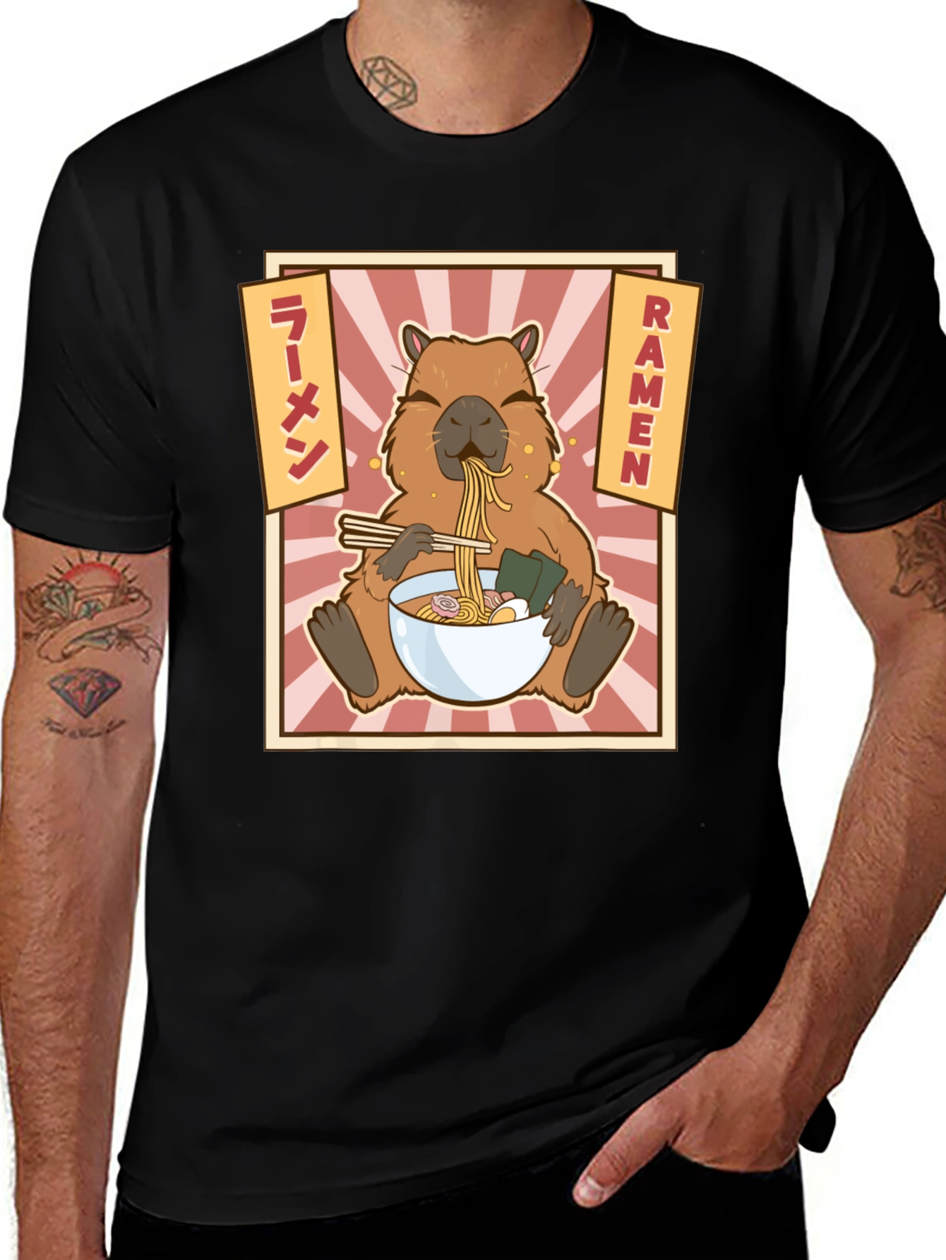 Variant 5 of Capybara Ramen T-Shirt - Cute Japanese Noodles Tee
