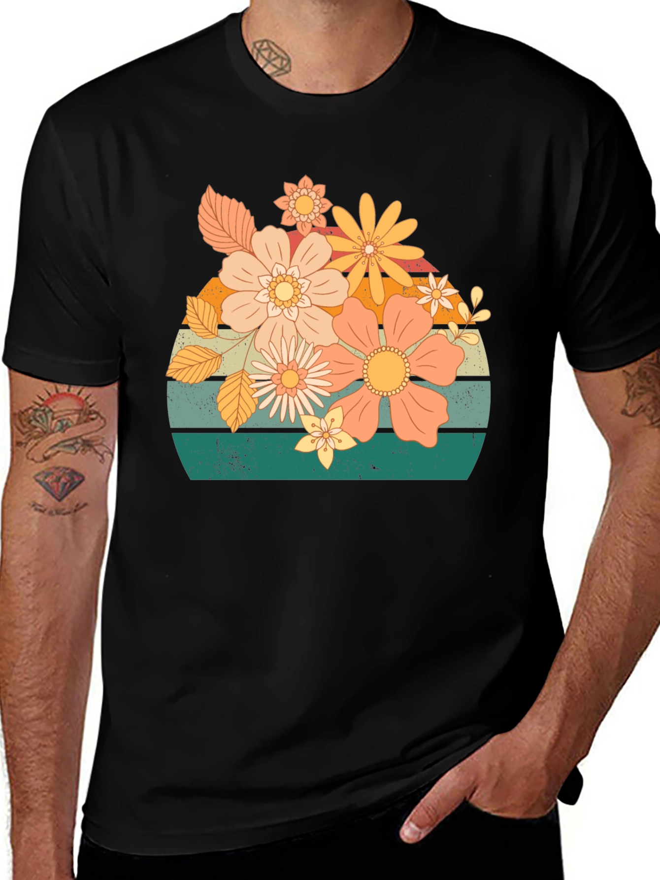 Variant 16 of Retro Floral Graphic Tee - Vintage Style Comfort