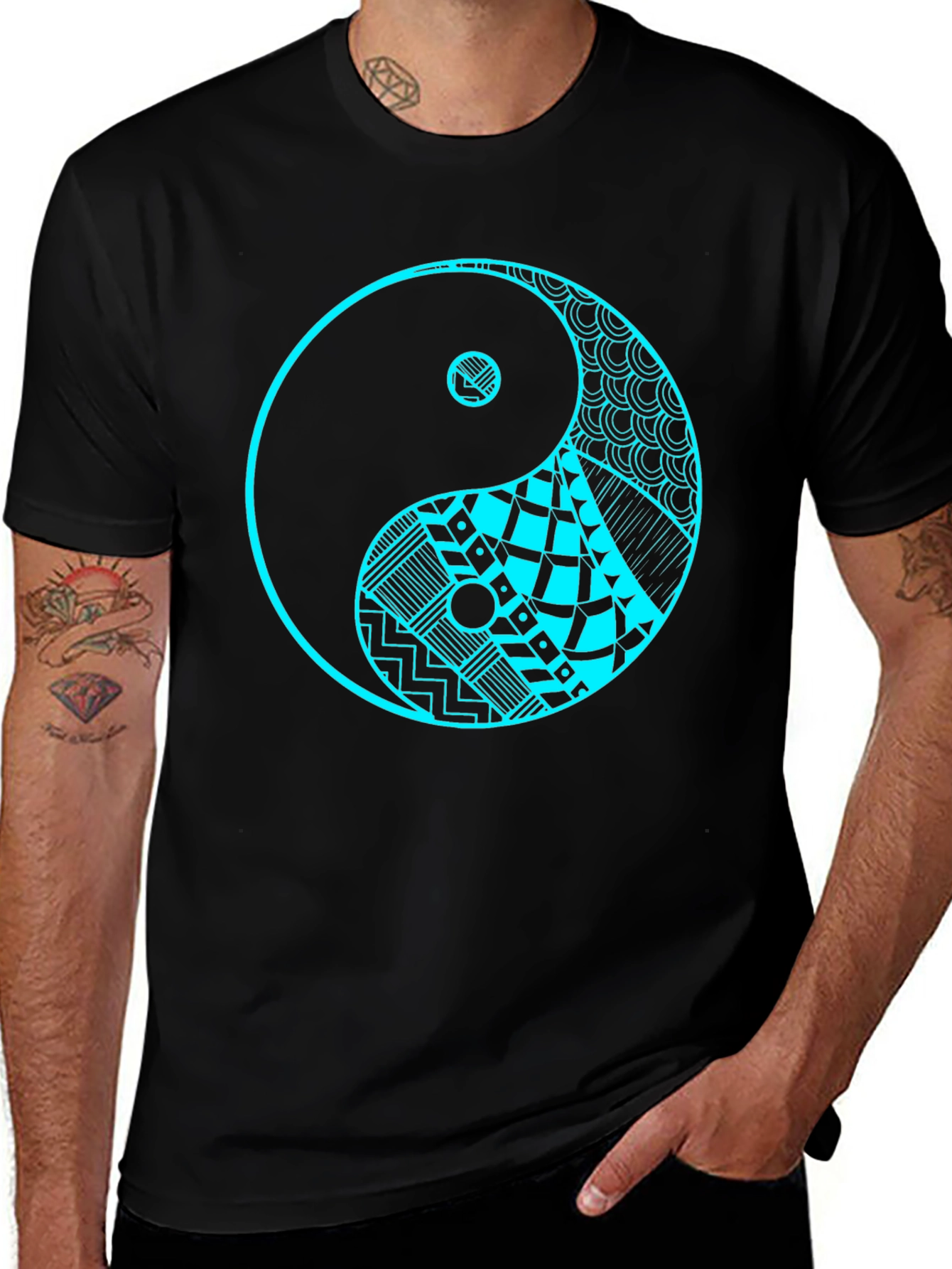 Variant 8 of Yin Yang Graphic Tee - Black Cotton T-Shirt