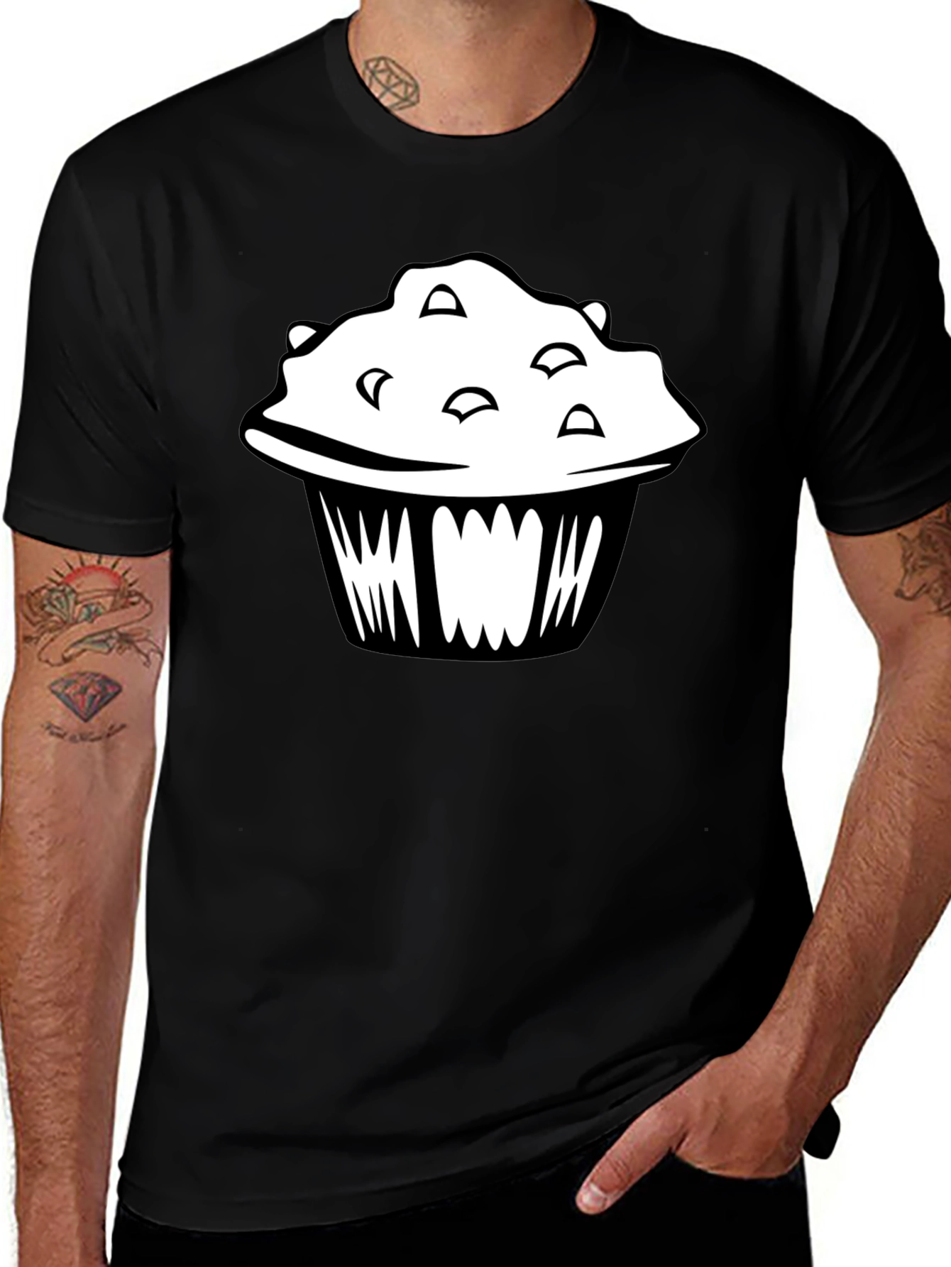 Variant 8 of Muffin Graphic T-Shirt - Black Cotton Tee