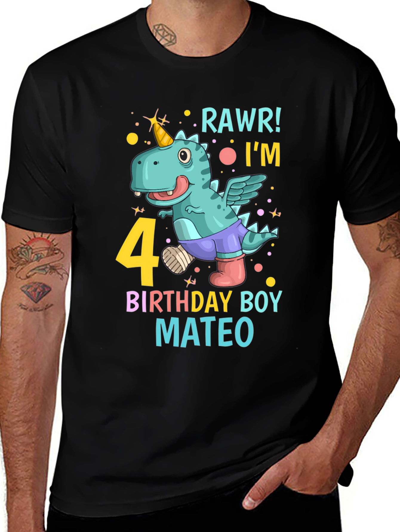 Variant 7 of Dinosaur Birthday Boy Mateo T-Shirt
