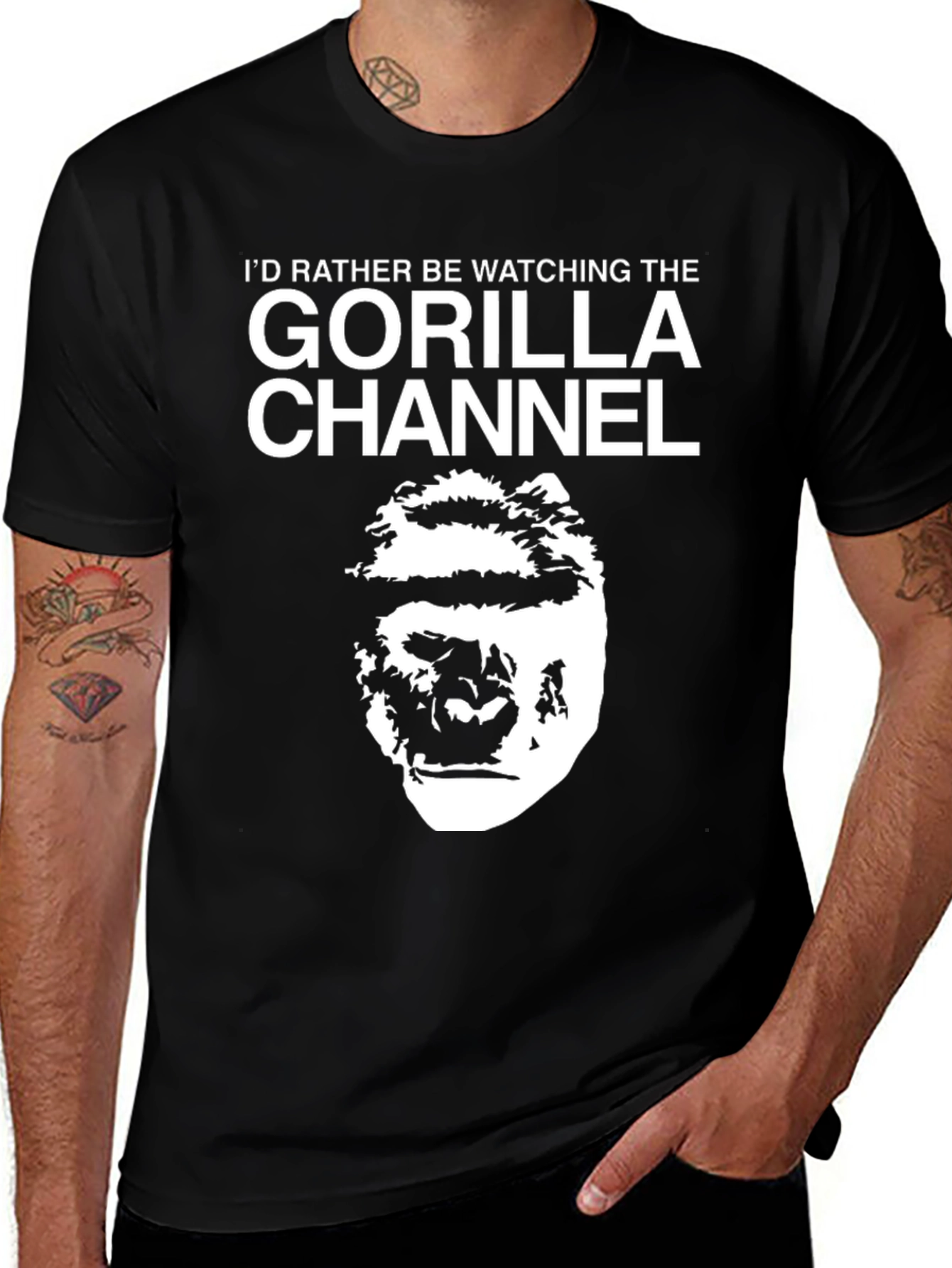 Variant 5 of Gorilla Channel Graphic Tee -  Men's Black T-Shirt