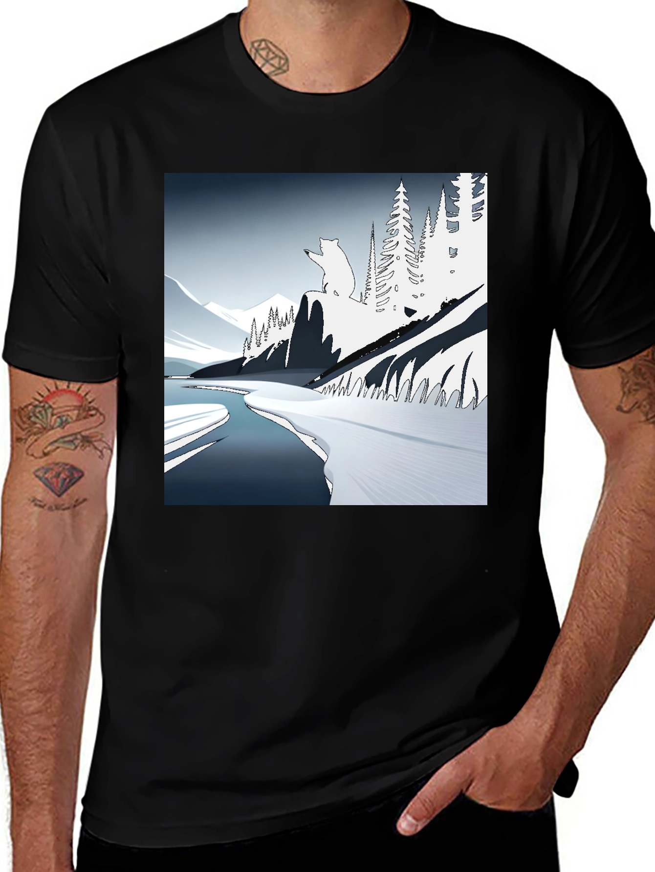 Variant 18 of Winter Bear Scene Graphic Tee