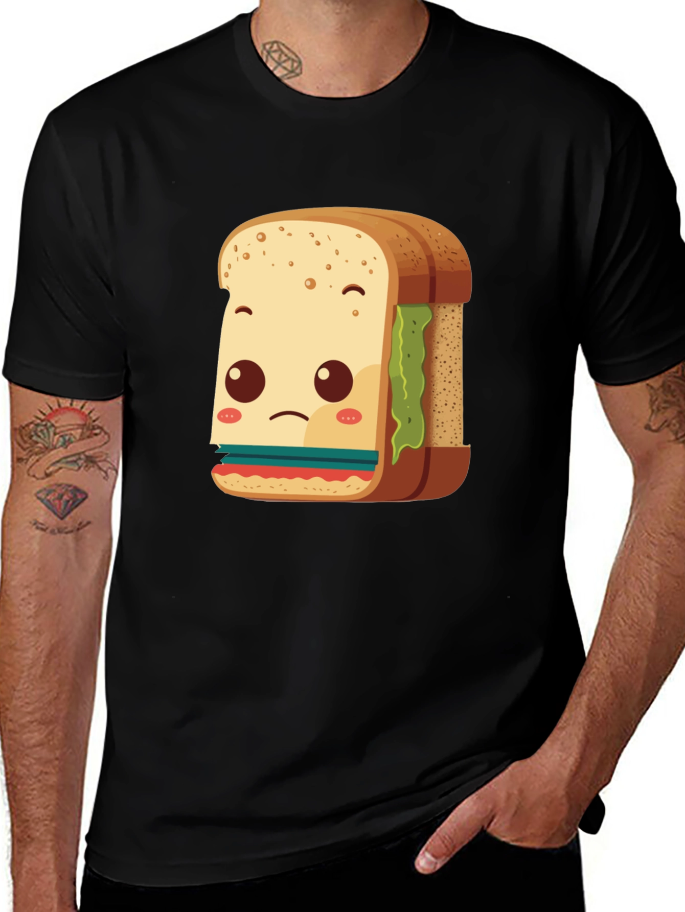 Variant 3 of Sad Sandwich Graphic Black T-Shirt