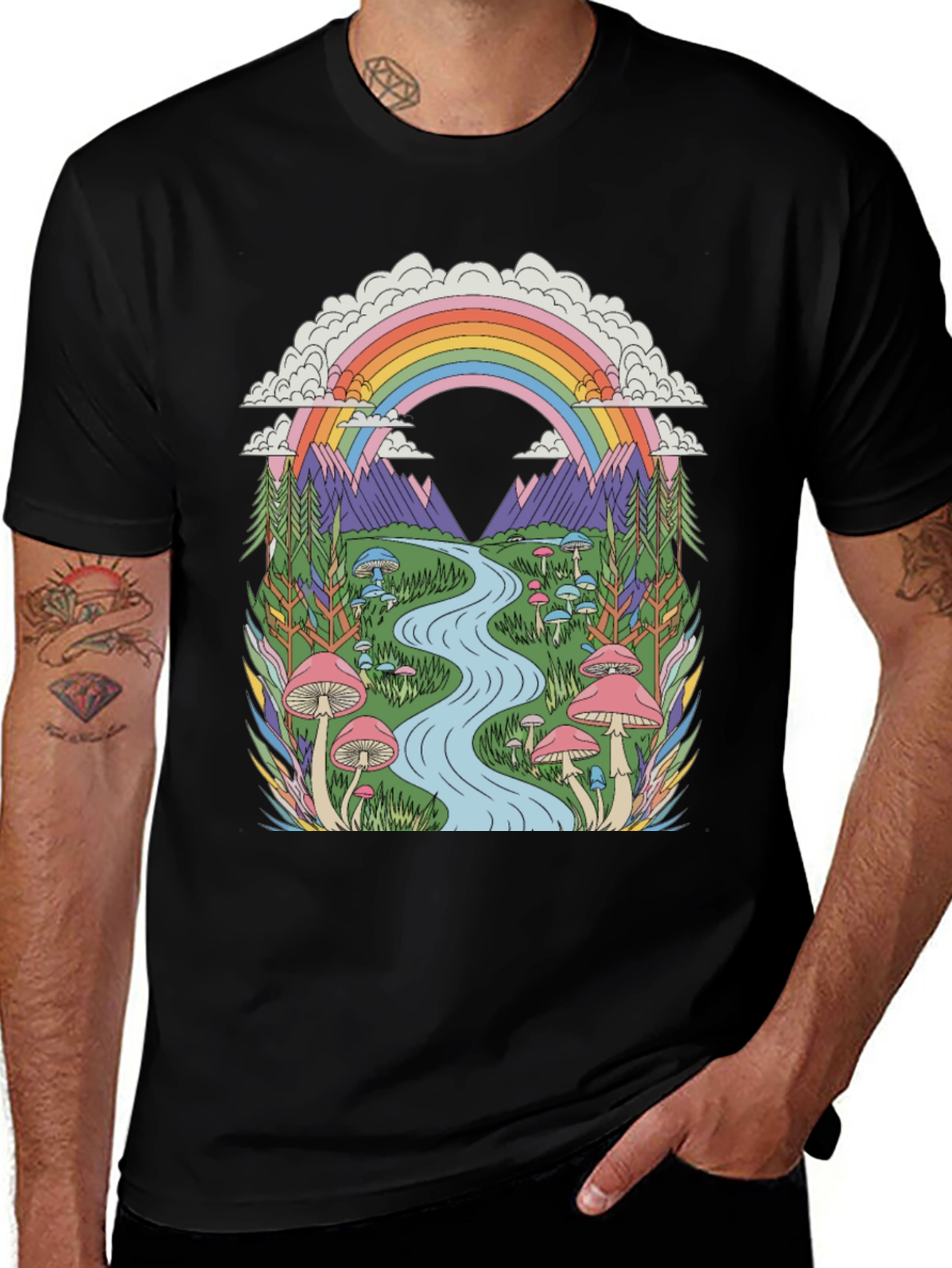 Variant 9 of Psychedelic Mushroom Rainbow Graphic Tee