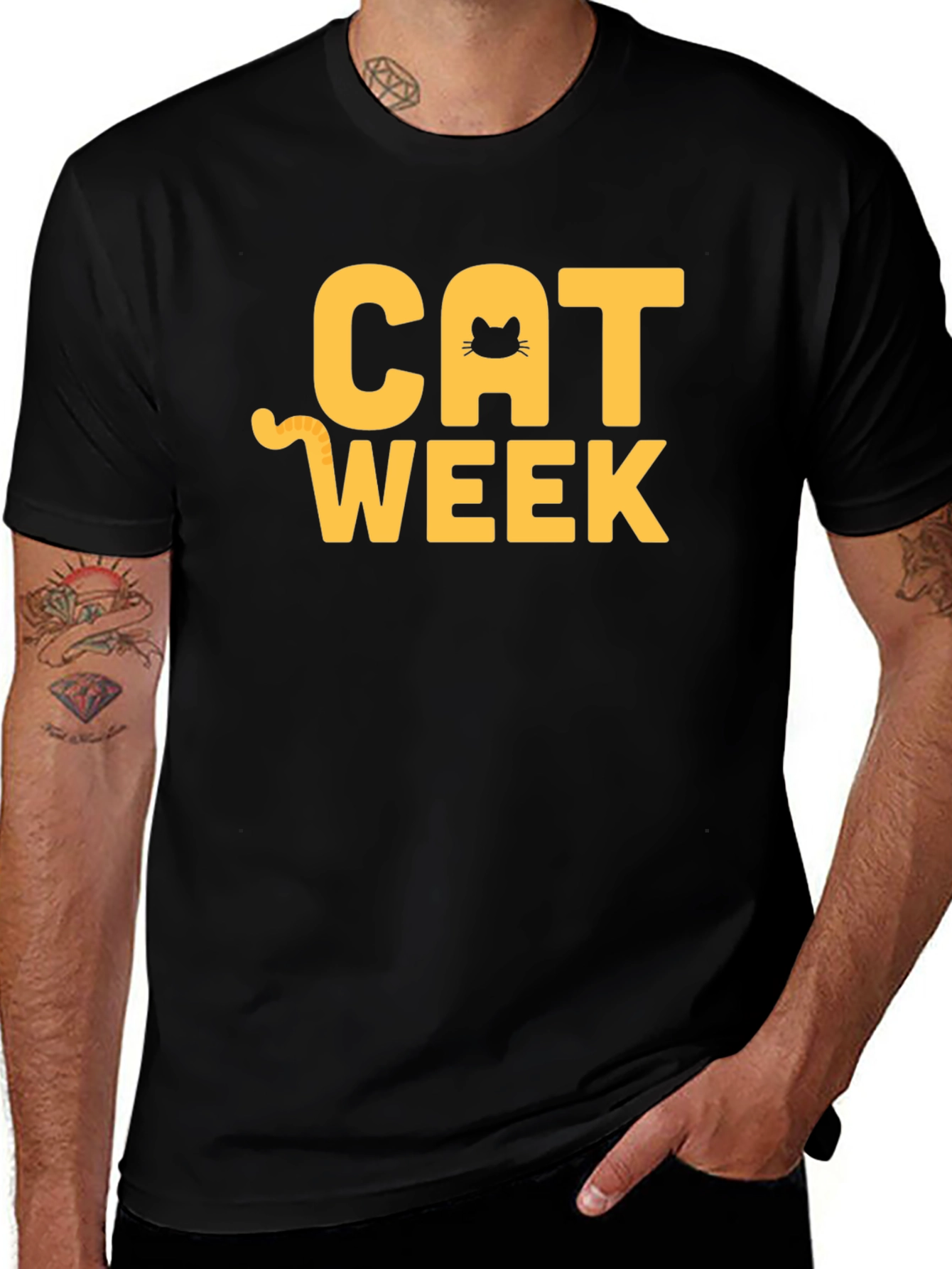 Variant 12 of Cat Week Graphic T-Shirt - Black