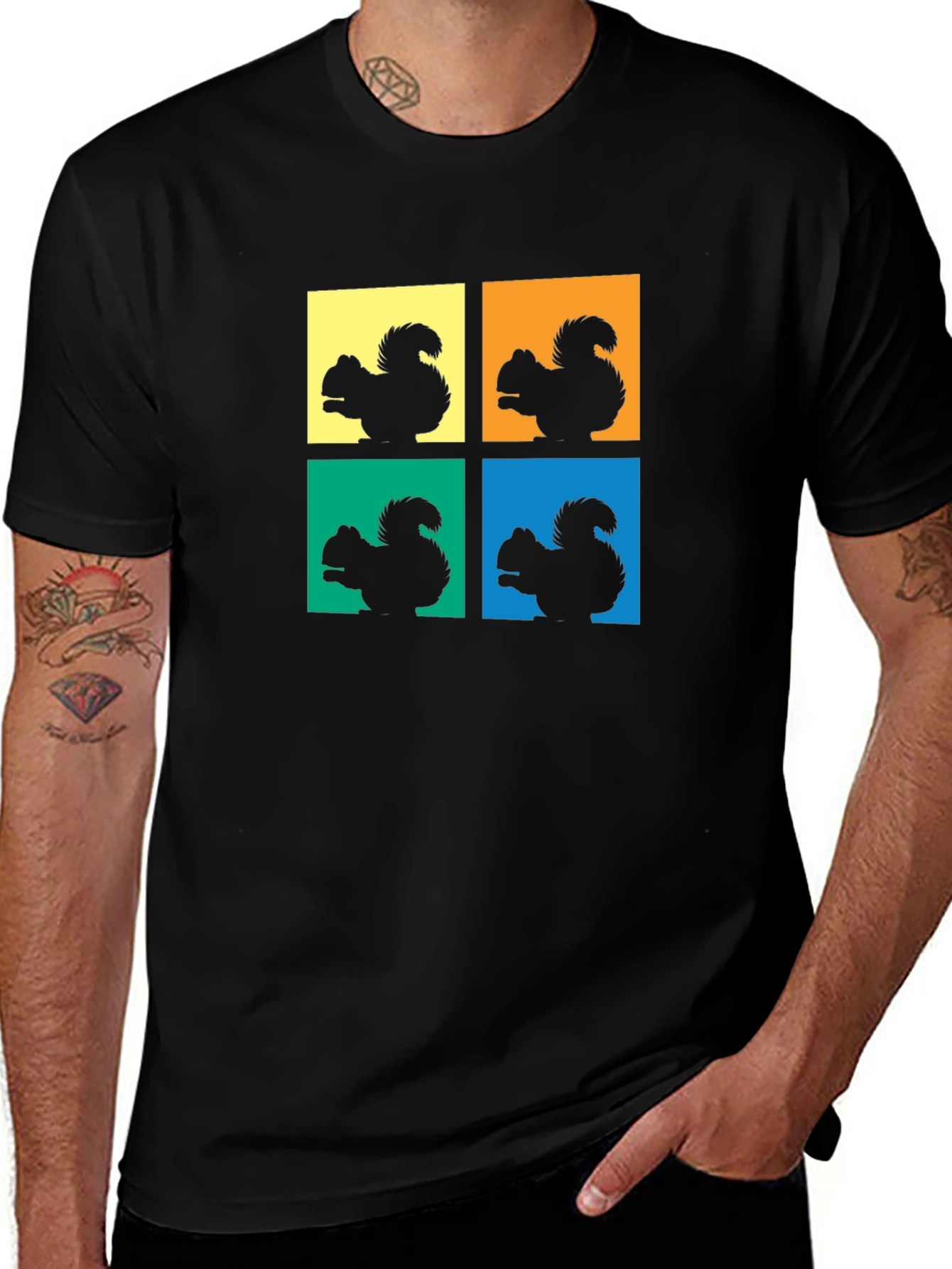 Variant 4 of Squirrel Pop Art Black T-Shirt