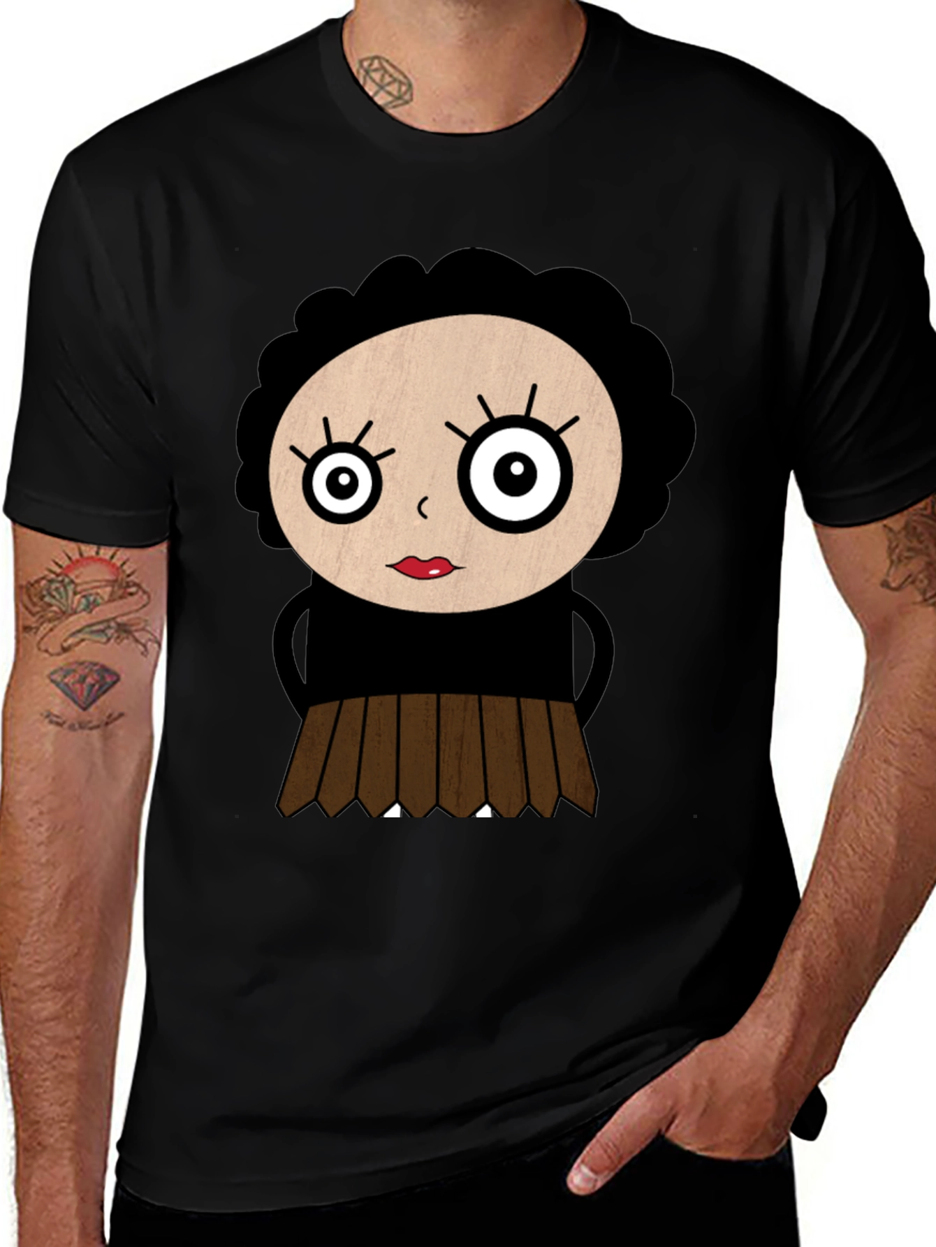 Variant 21 of Cartoon Girl Black T-Shirt