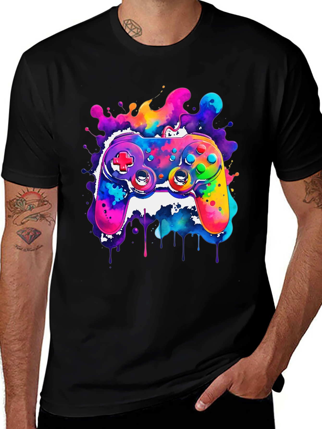 Variant 13 of Colorful Gamer T-Shirt - Joystick Design