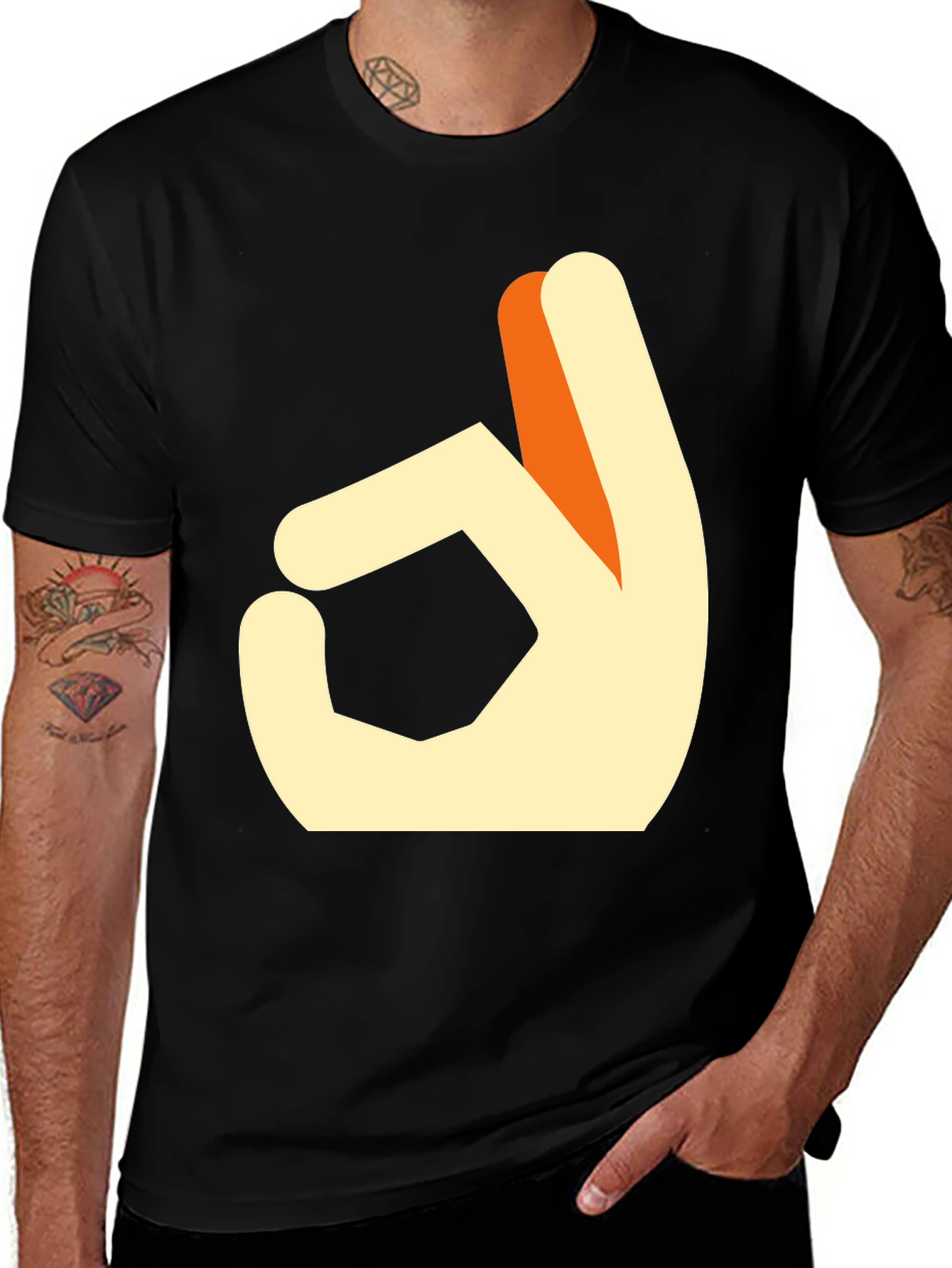Variant 19 of "OK" Hand Gesture Graphic Tee - Casual Cotton Shirt