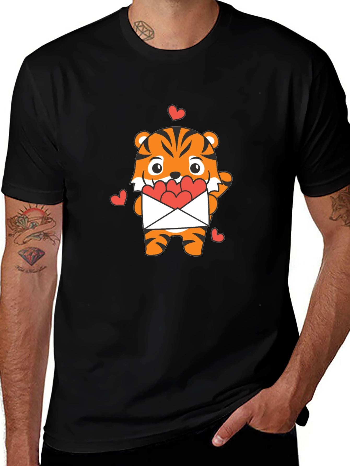 Variant 28 of Cute Tiger Heart Envelope Graphic T-Shirt