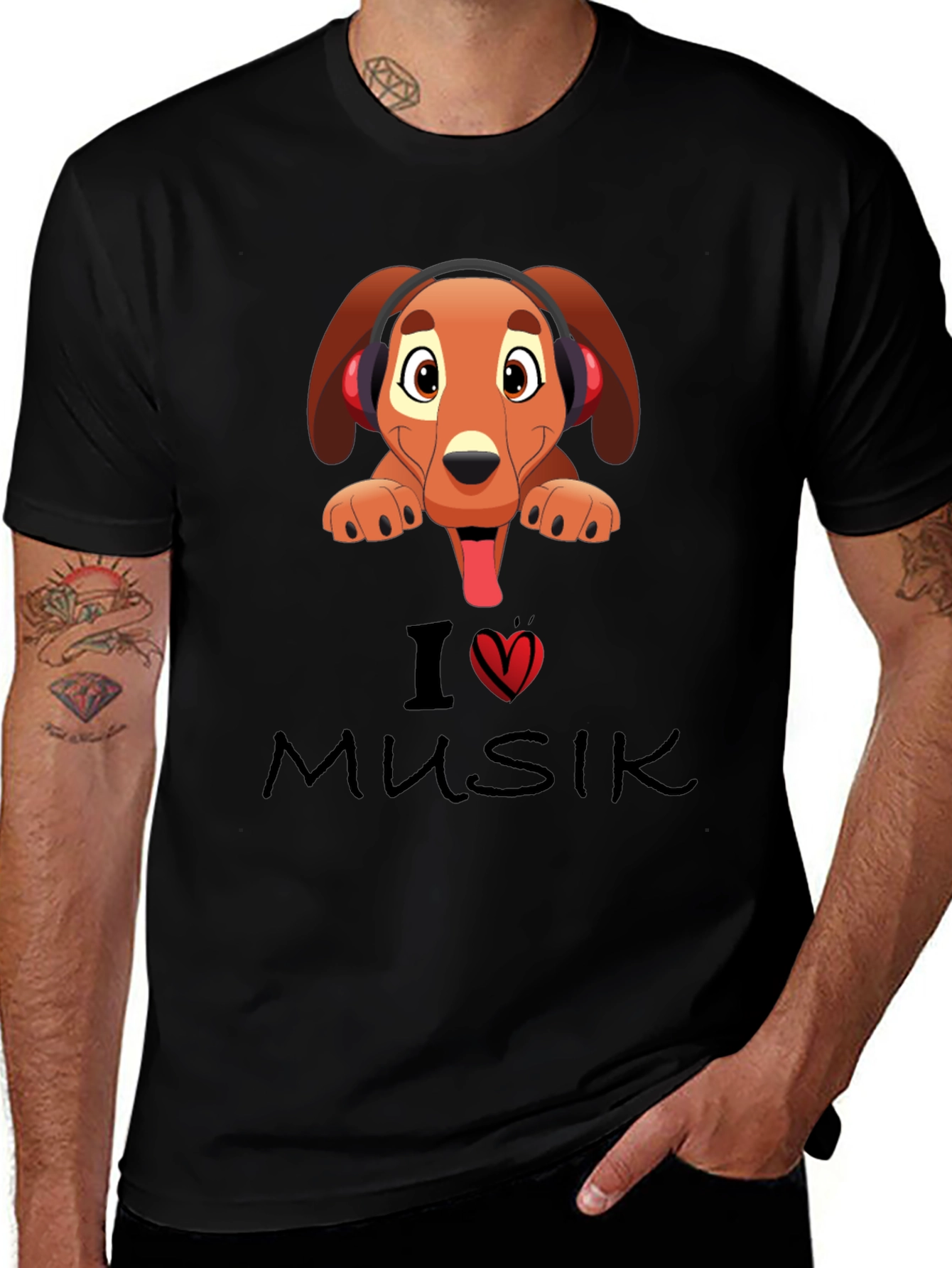 Variant 2 of I Love Music Dog T-Shirt