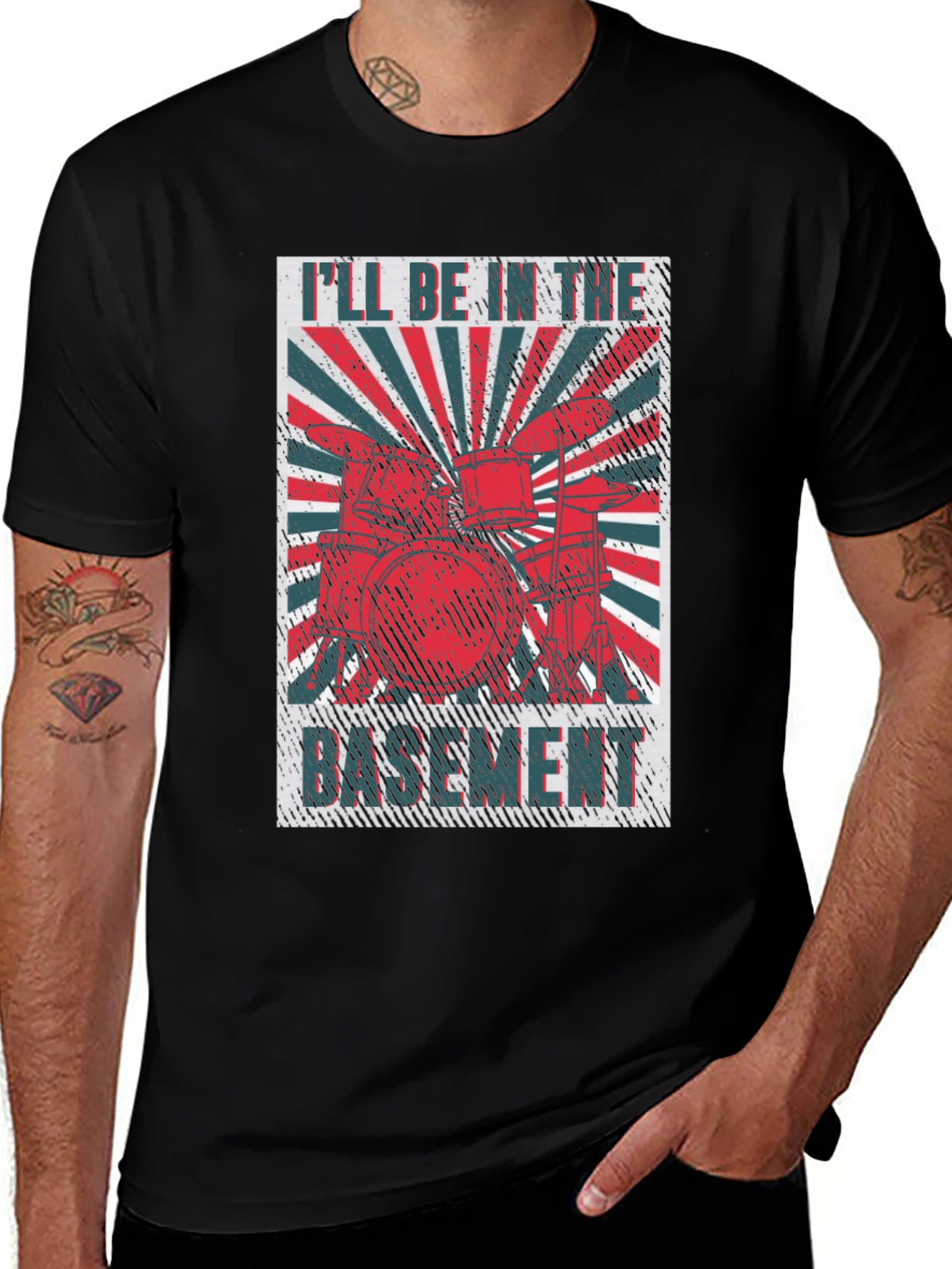Variant 13 of I'll Be in the Basement Drum Set T-Shirt