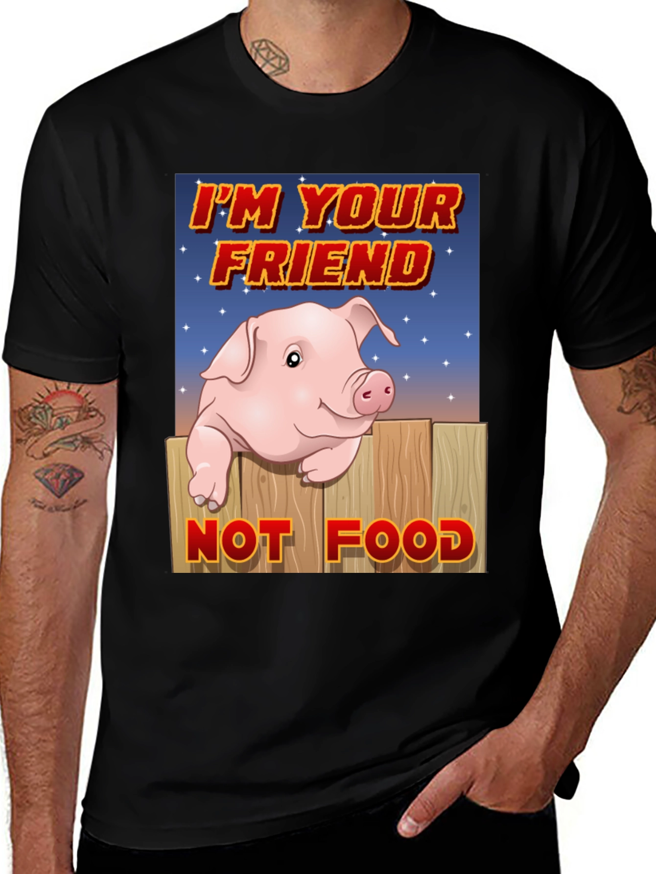 Black Pig Friend T-Shirt: Animal Rights Vegan Tee main image