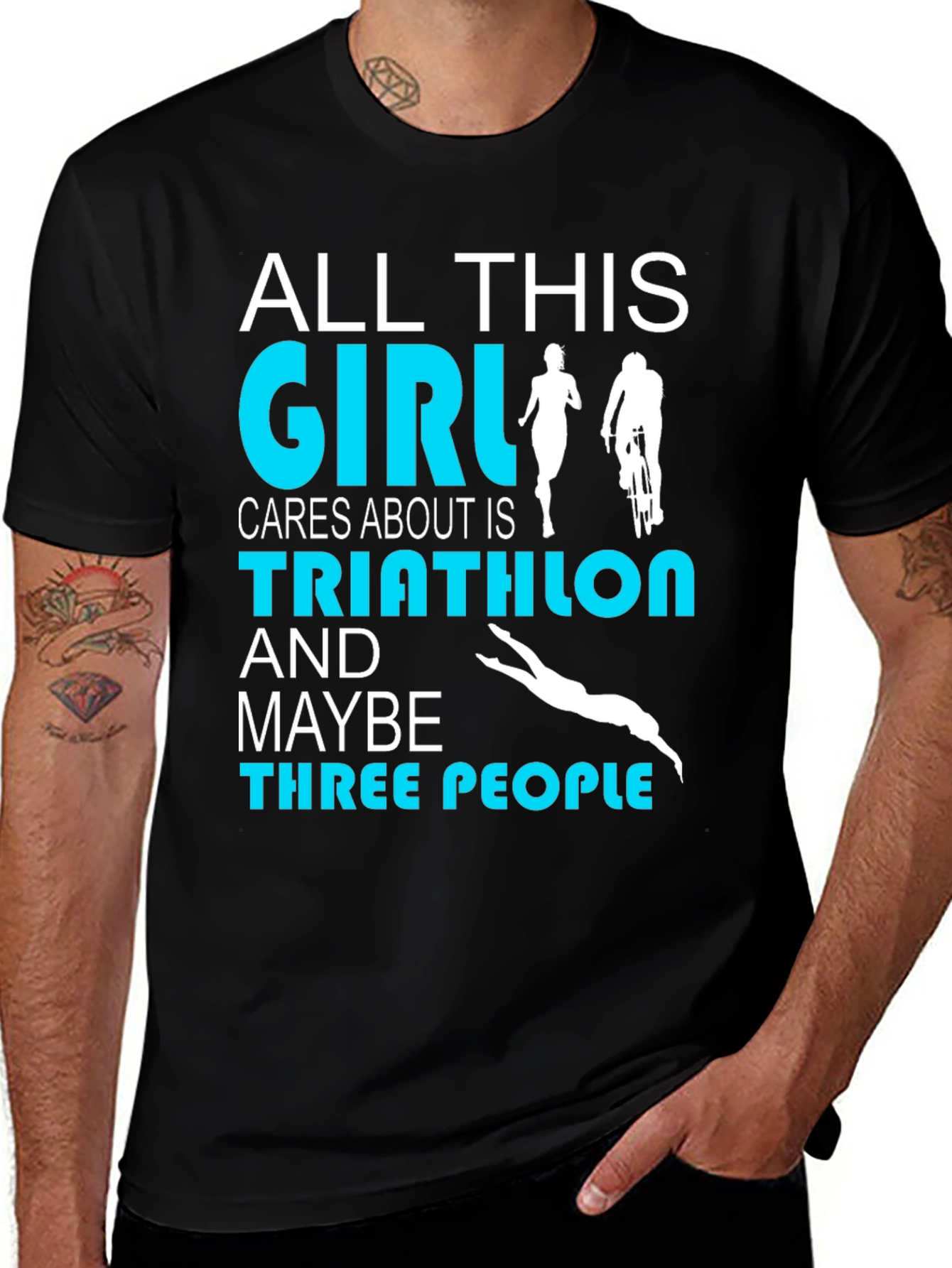 Variant 18 of Triathlon Girl T-Shirt: All This Girl Cares About