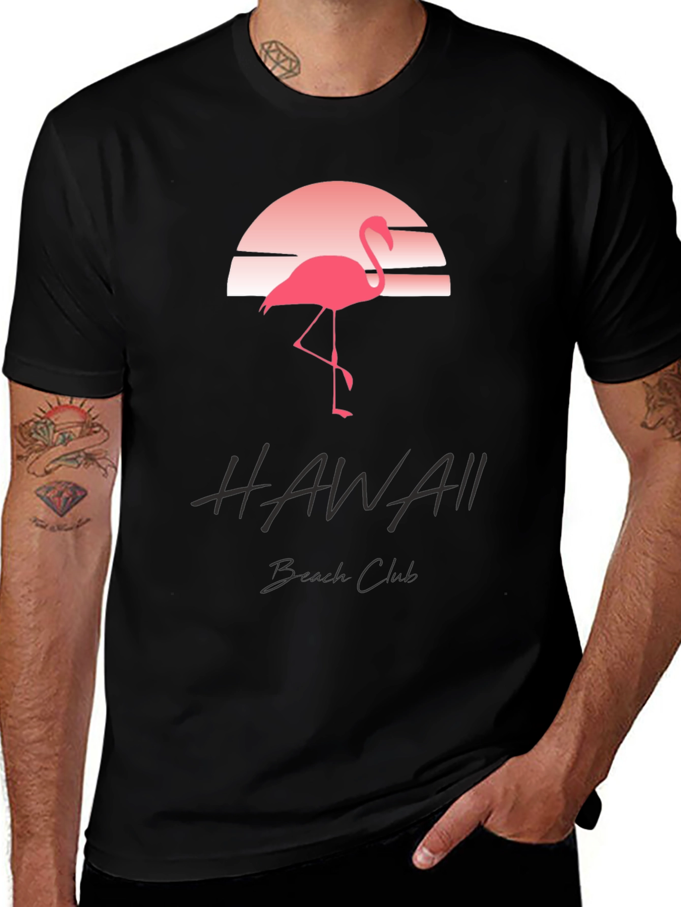 Variant 17 of Hawaii Beach Club Flamingo Graphic Tee