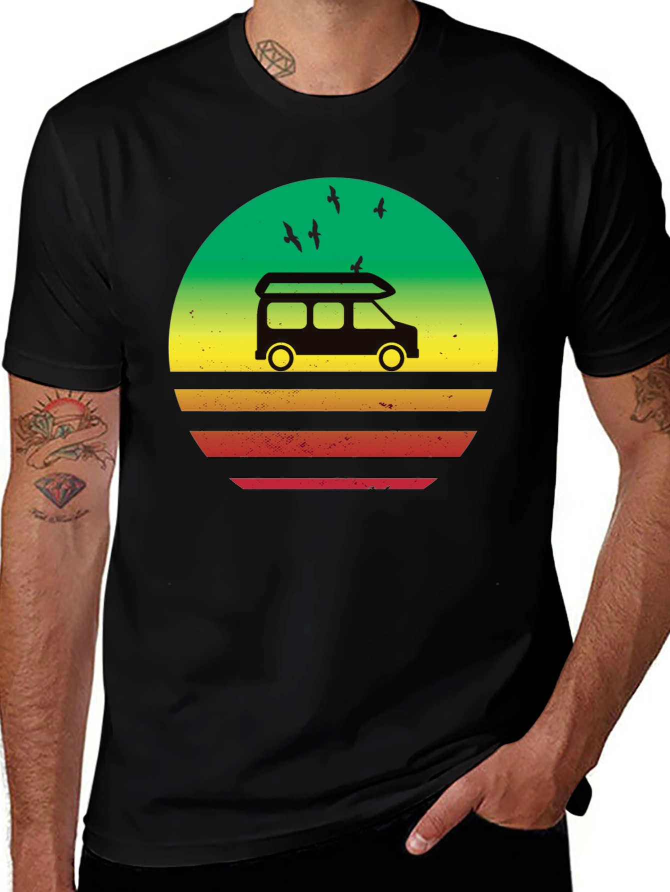 Variant 9 of Retro Camper Van Sunset Graphic T-Shirt