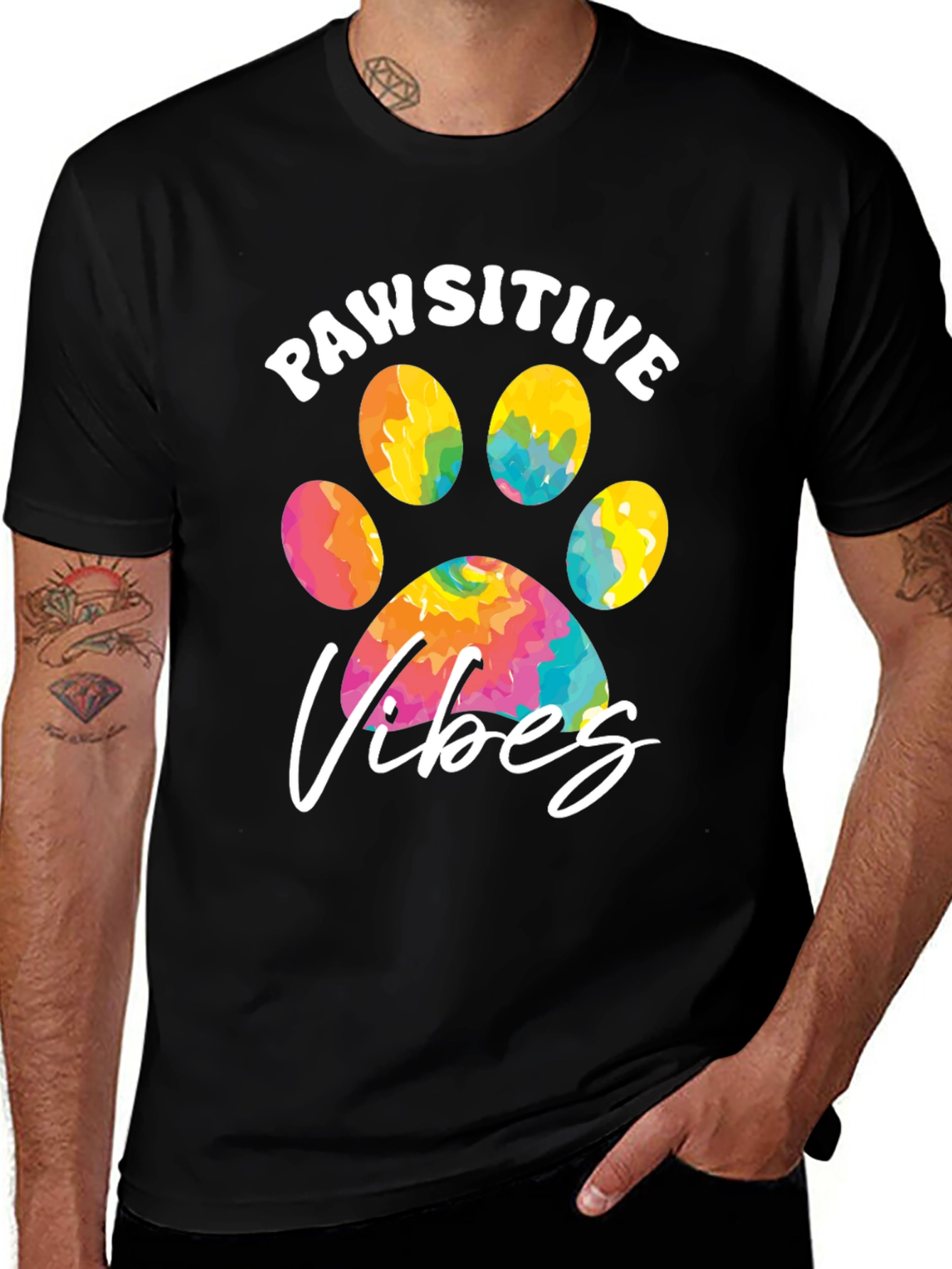 Pawsitive Vibes Graphic Tee - Trendy Dog Lover Shirt