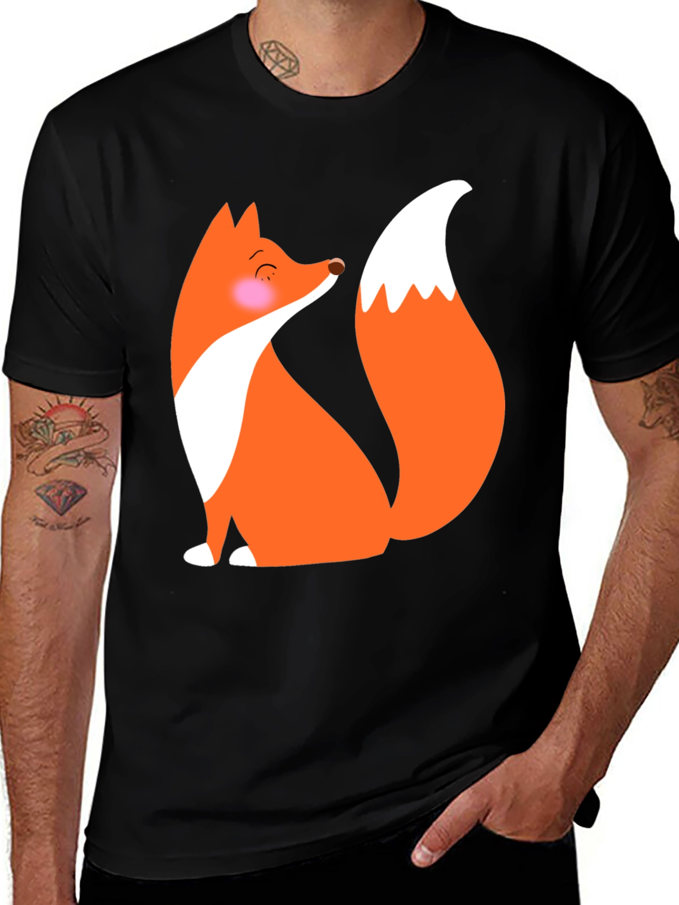 Variant 28 of Cute Fox Graphic T-Shirt - Black