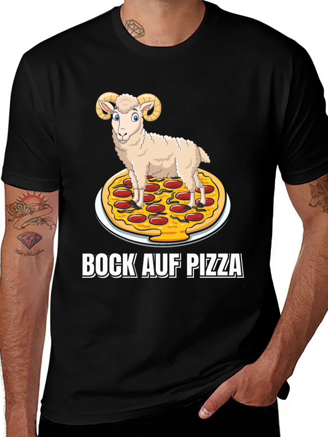 Variant 27 of Bock Auf Pizza Black Graphic Tee
