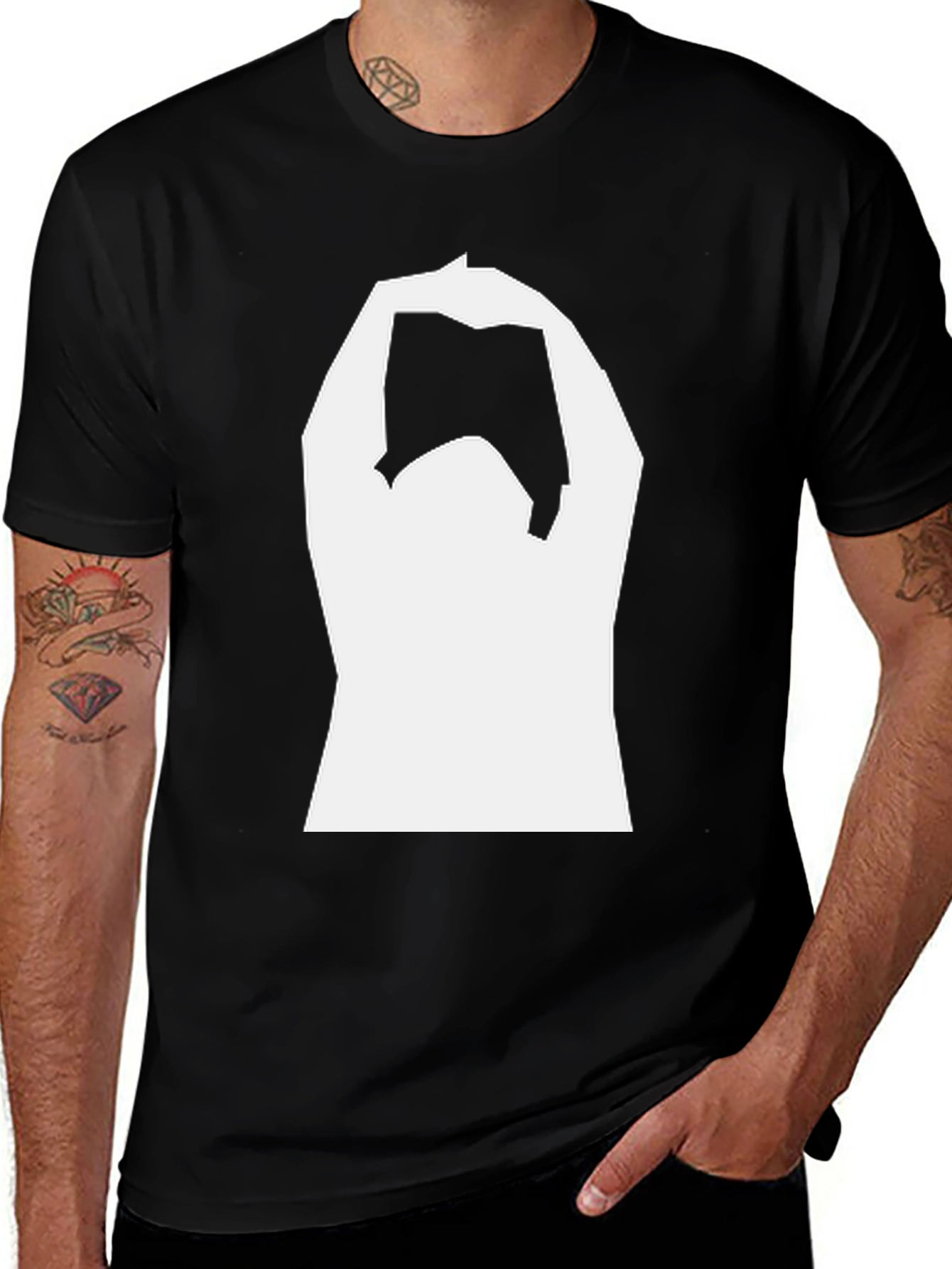 Variant 29 of Black T-Shirt with White Graphic Design