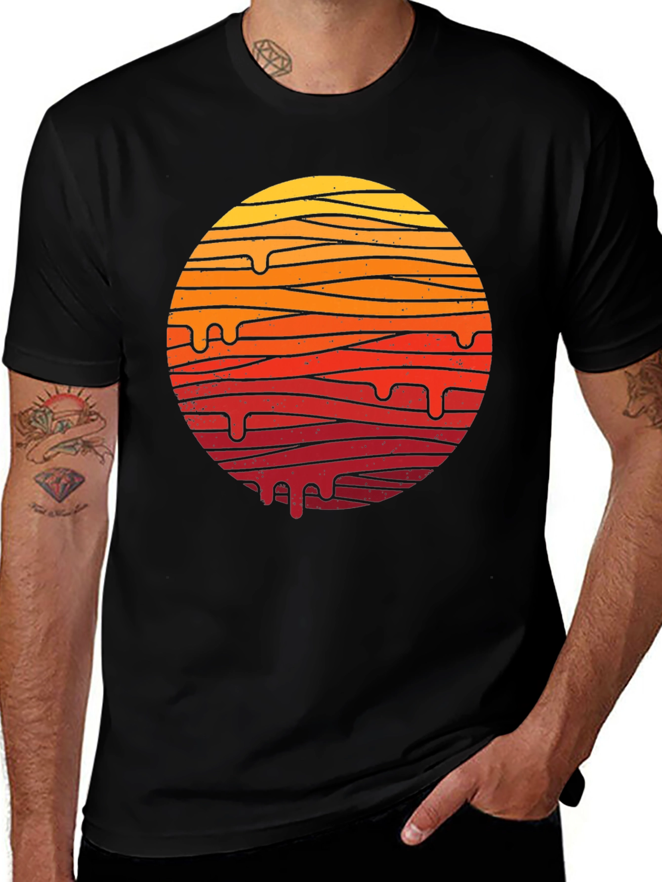 Variant 6 of Retro Sunset Drip Tee - Cool Graphic Print