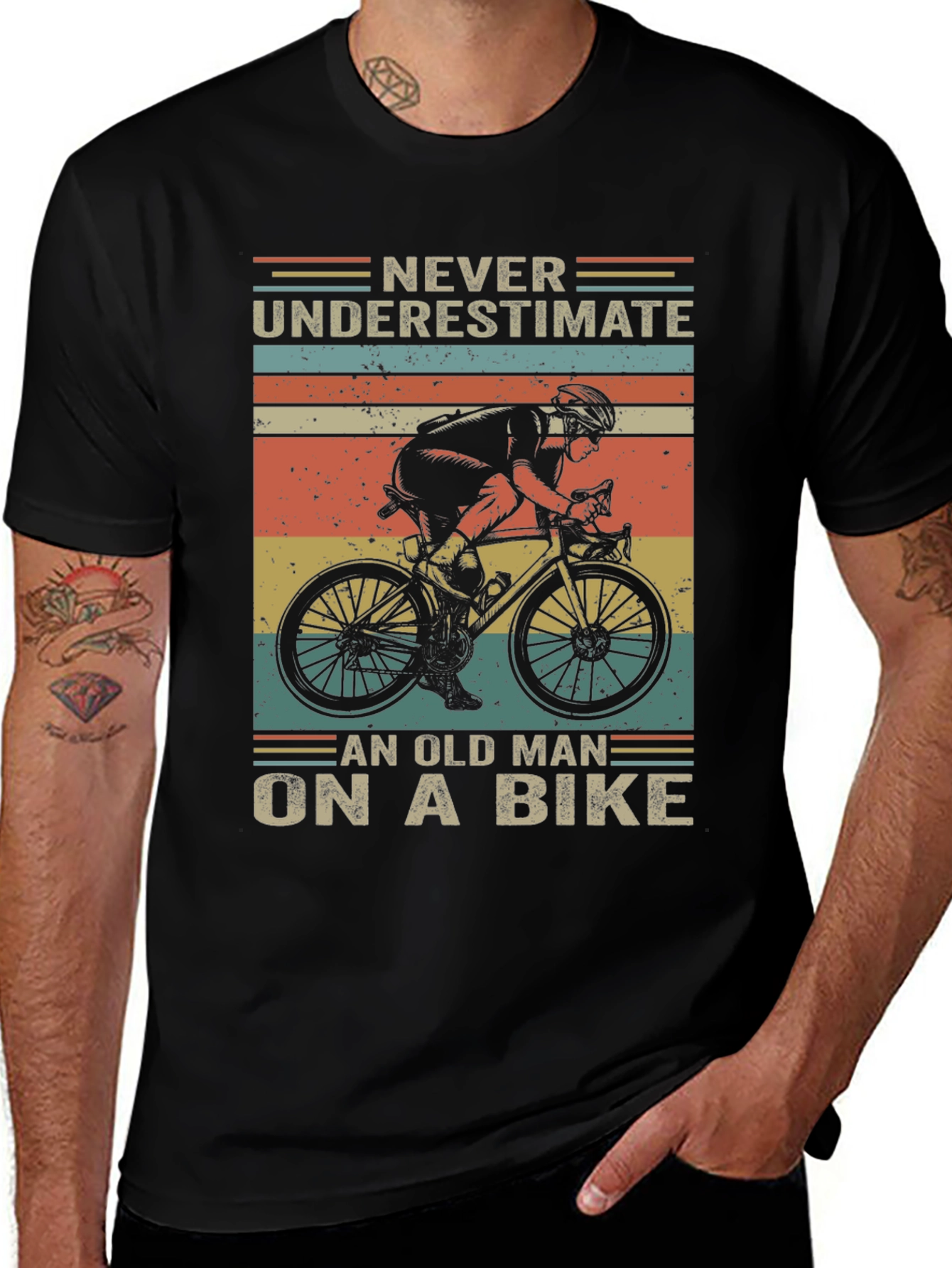 Variant 16 of Never Underestimate Old Man Bike Graphic T-Shirt