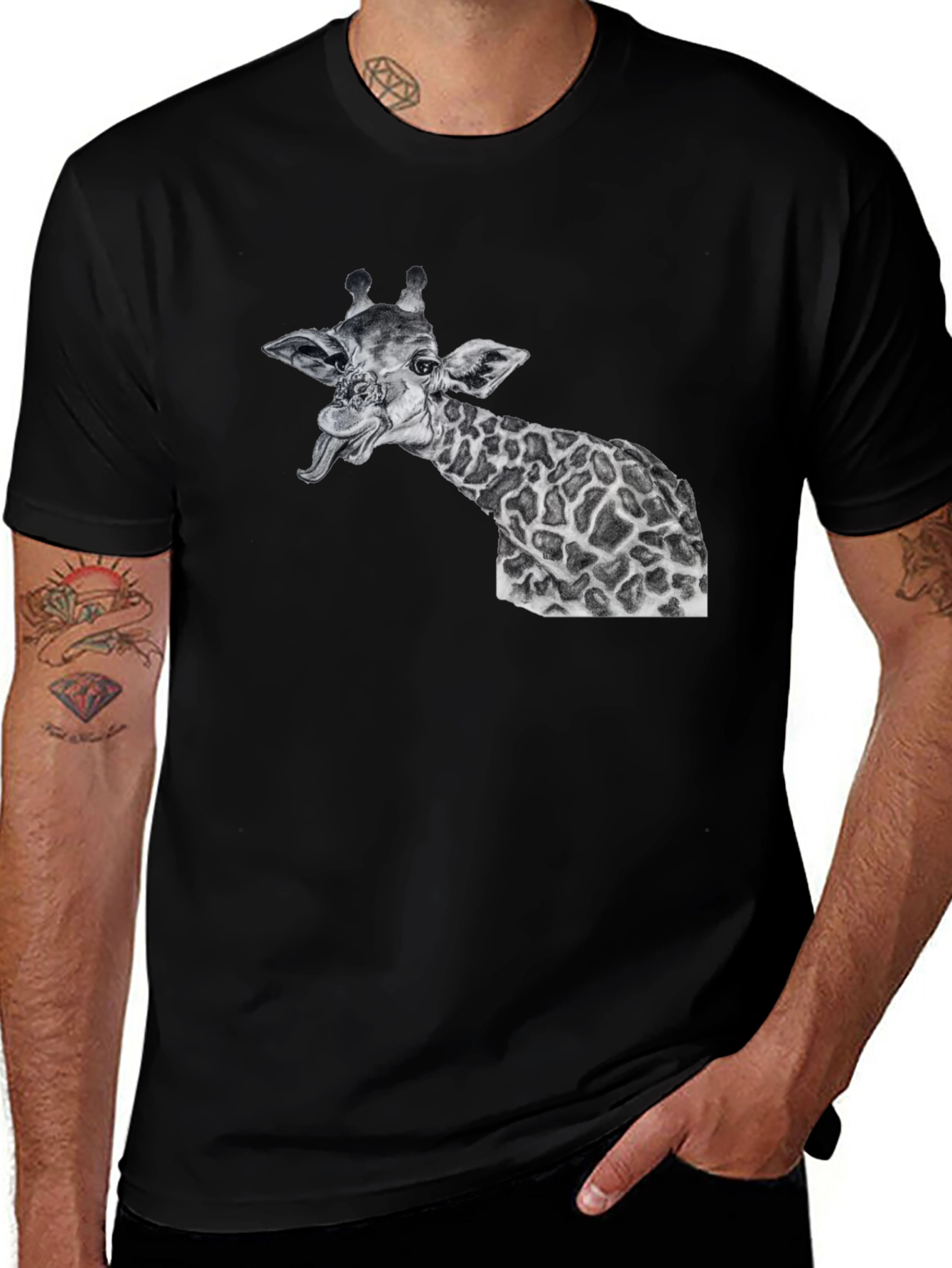 Variant 18 of Giraffe Tongue Out T-Shirt - Funny Animal Tee